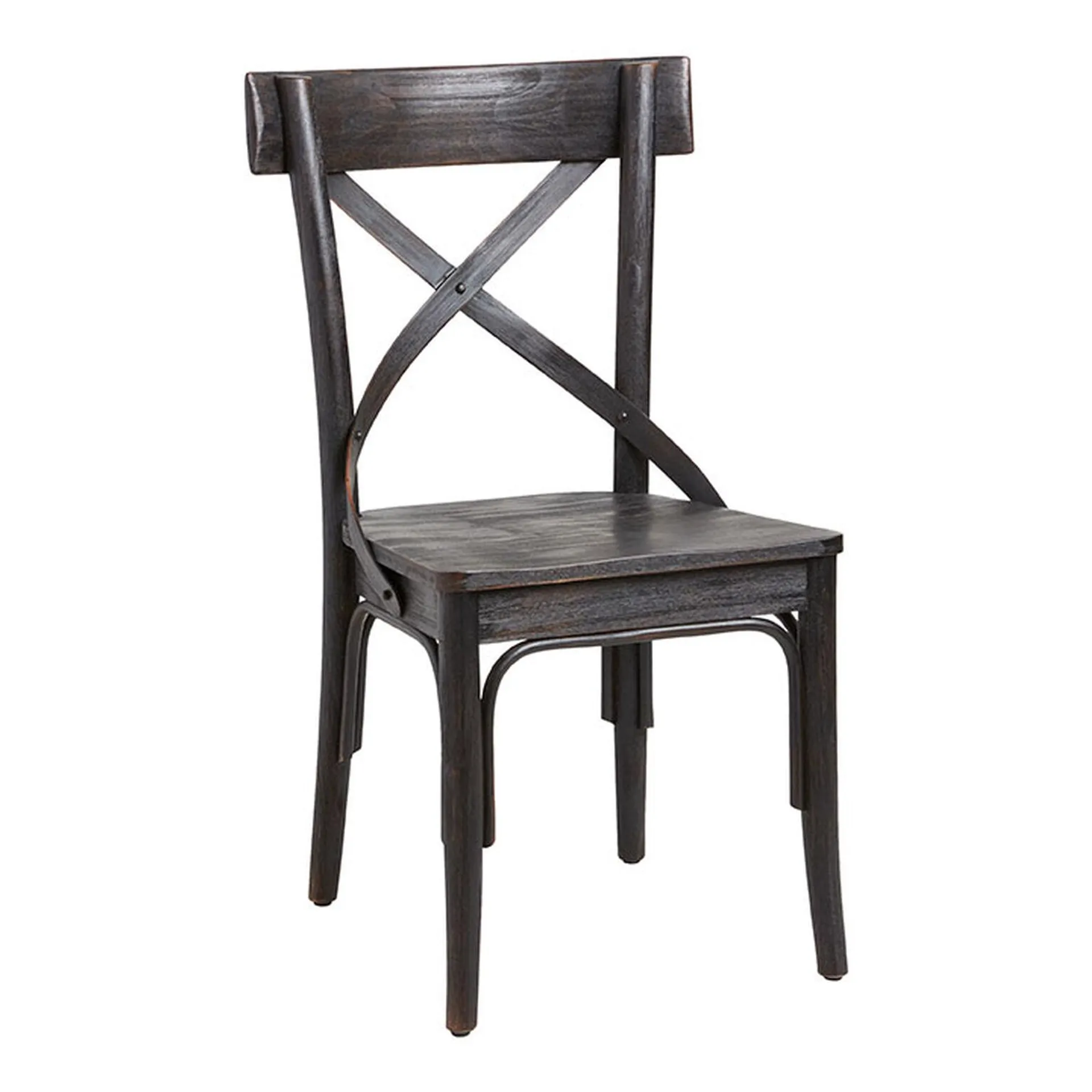 Bistro Distressed Wood Dining Chair Set of 2