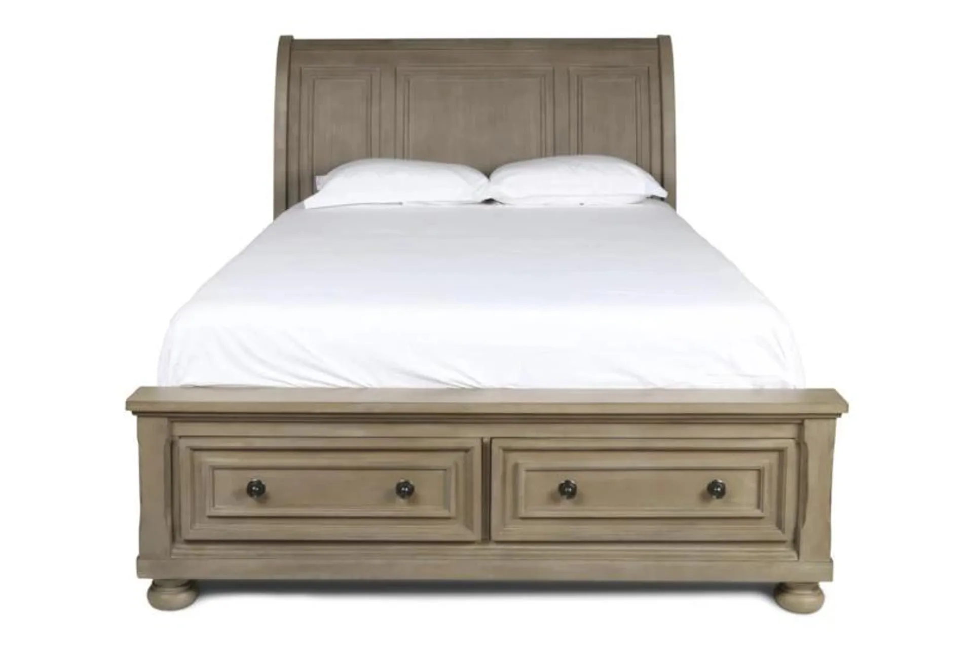 Eleanor Queen Wood Sleigh Bed with Footboard Storage