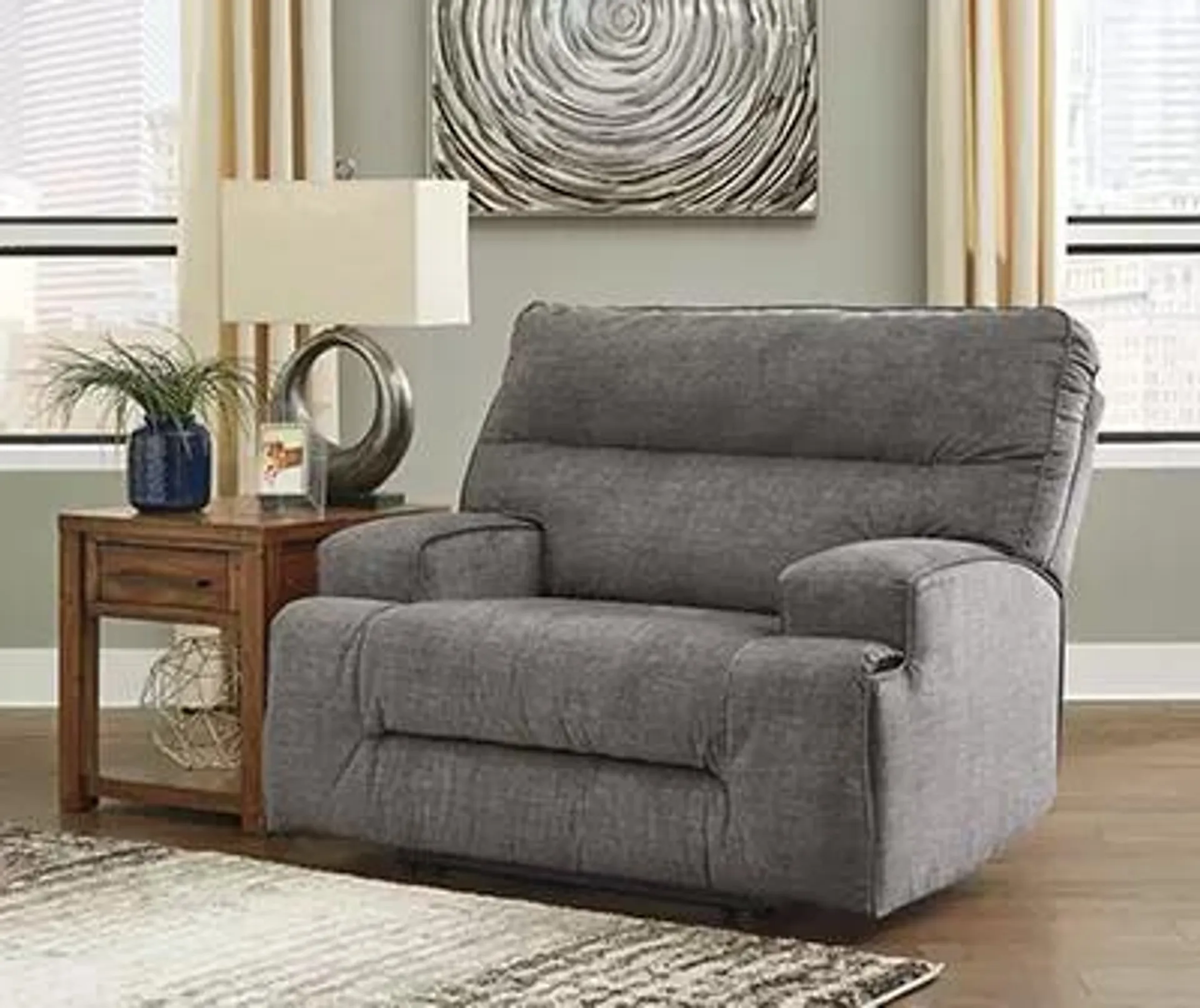 Coombs Charcoal Wide Seat Recliner