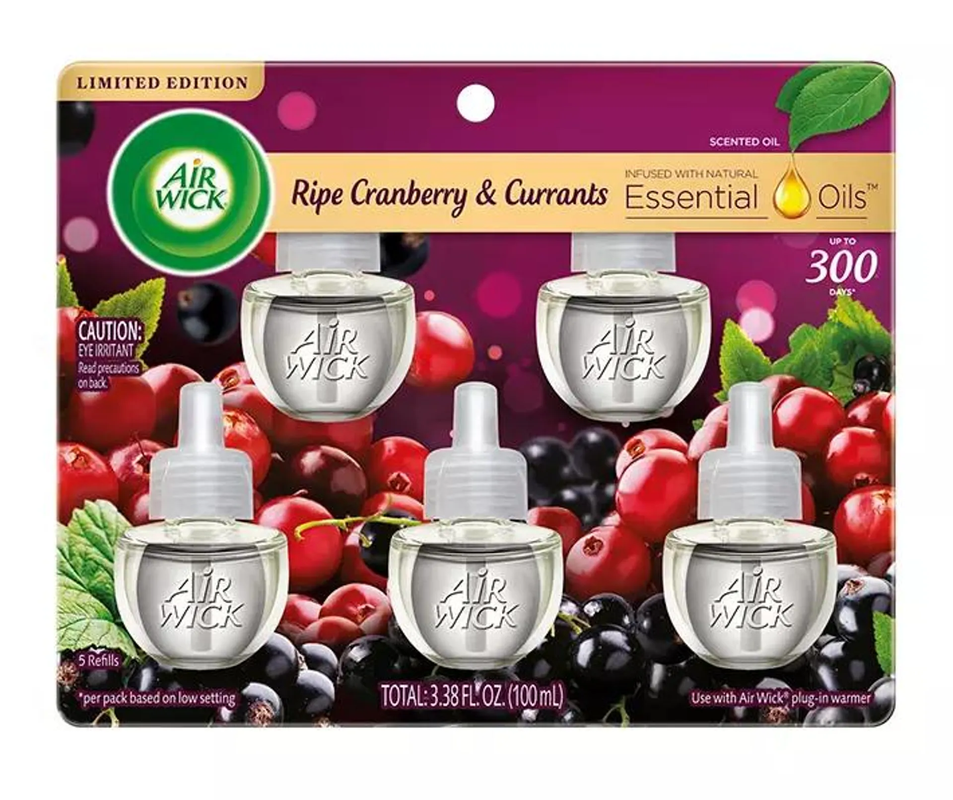 Limited Edition Ripe Cranberry & Currants Scented Oil Refills, 5-Pack