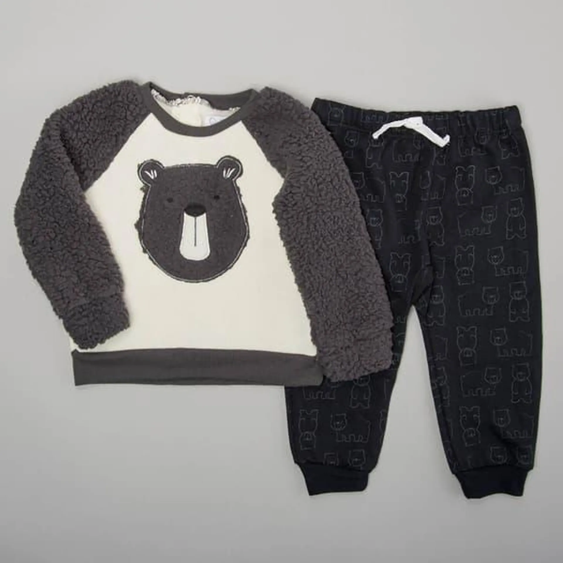 Baby Boy (12-24M) Quiltex® Big Bear Fuzzy Sweatshirt & Pants Set