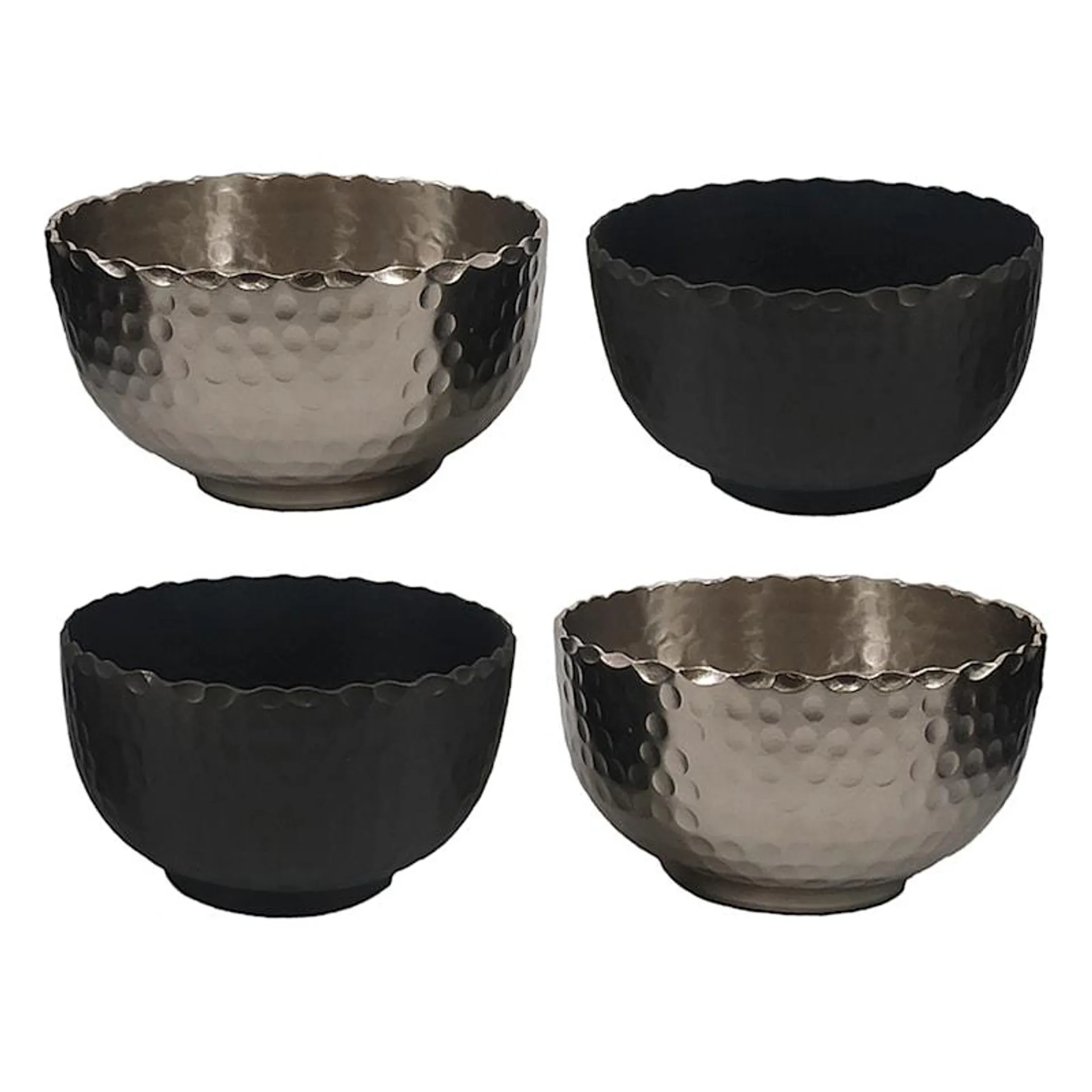 Set of 4 Mixed Mini Hammered Metal Bowls