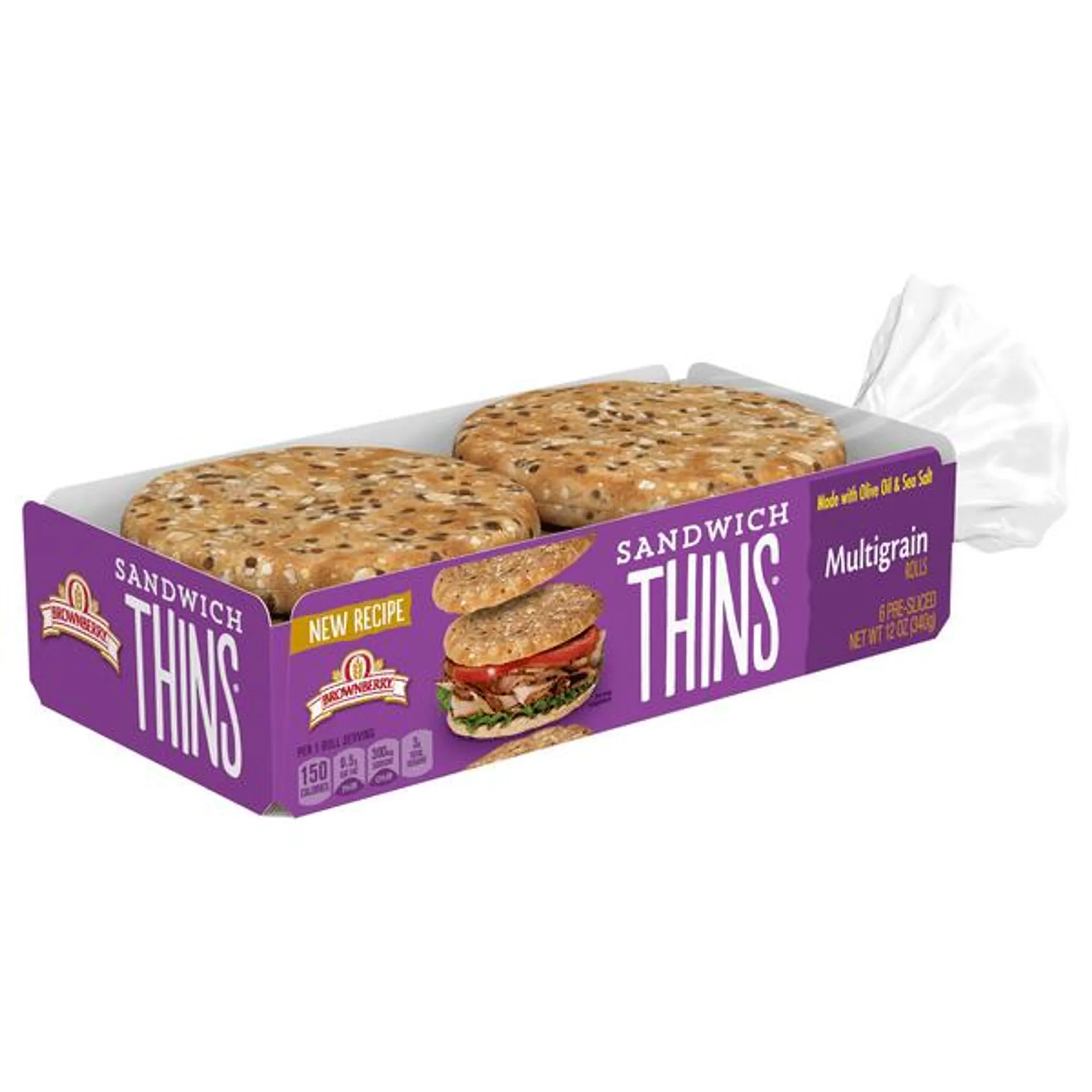 Brownberry Multigrain Sandwich Thins 6 Pre-Sliced