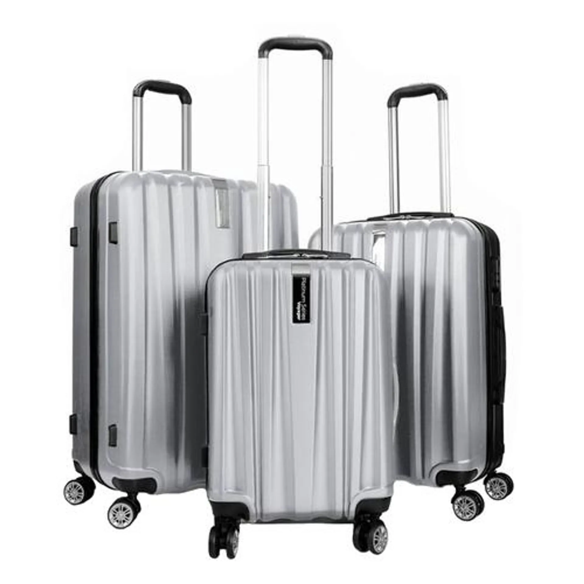 Deco Gear Travel Elite Series - 3 Piece Hardside Spinner Luggage Set (Silver)(20",24",28")