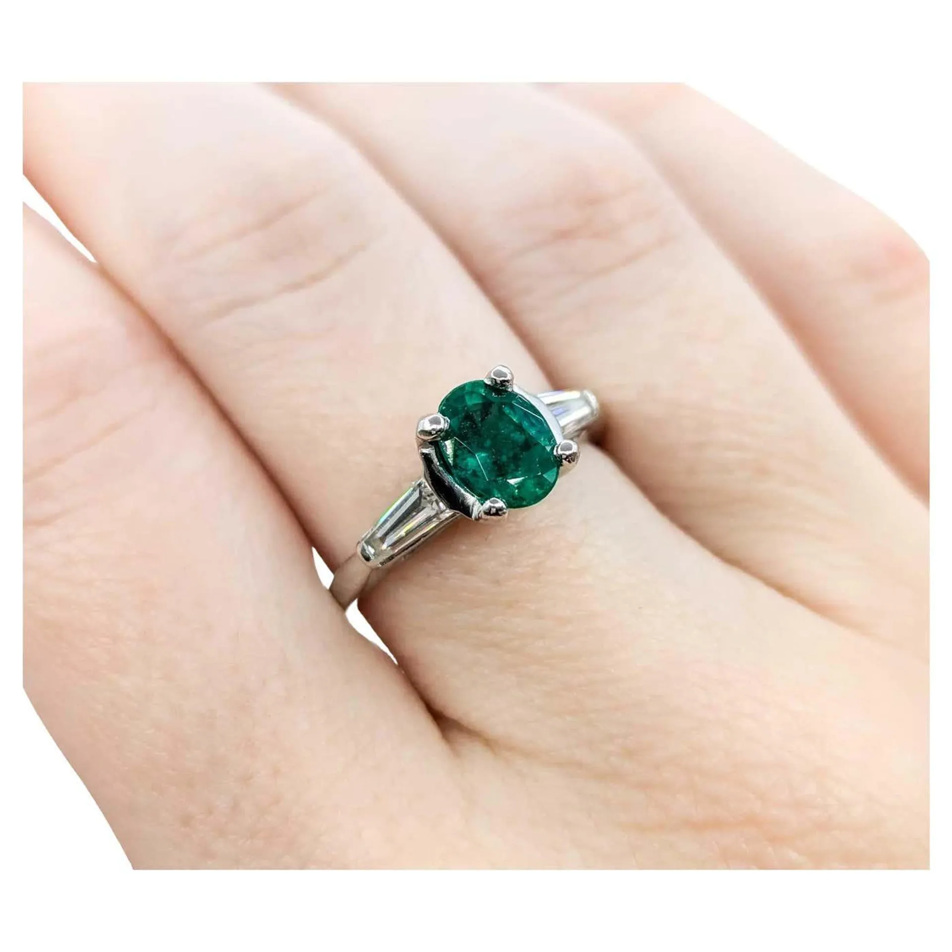 Oval Emerald & Diamond Ring in Platinum