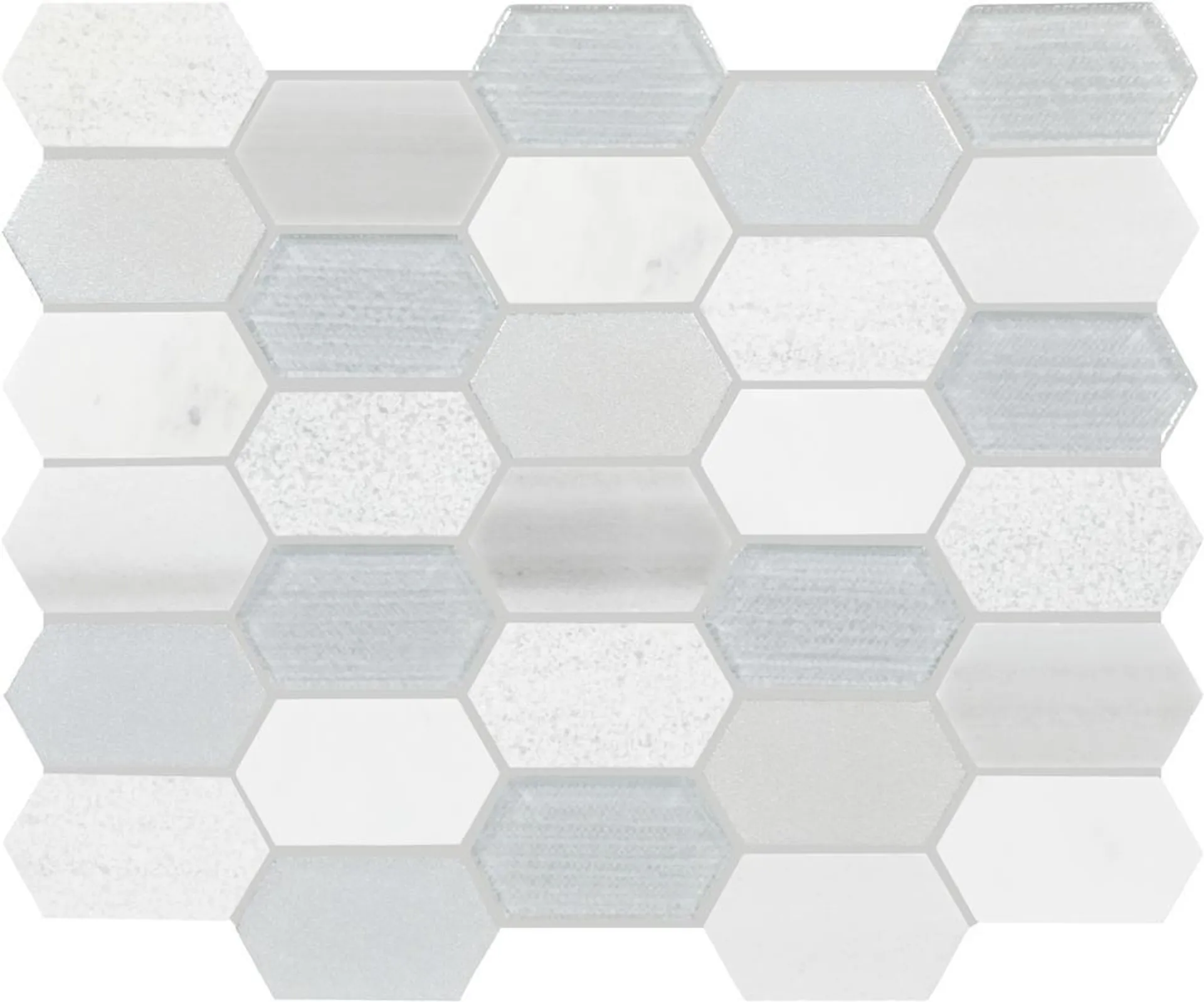 Mohawk® Marian Manor Stone Harbor 11 x 13 Glass and Marble Hexagon Mosaic Tile