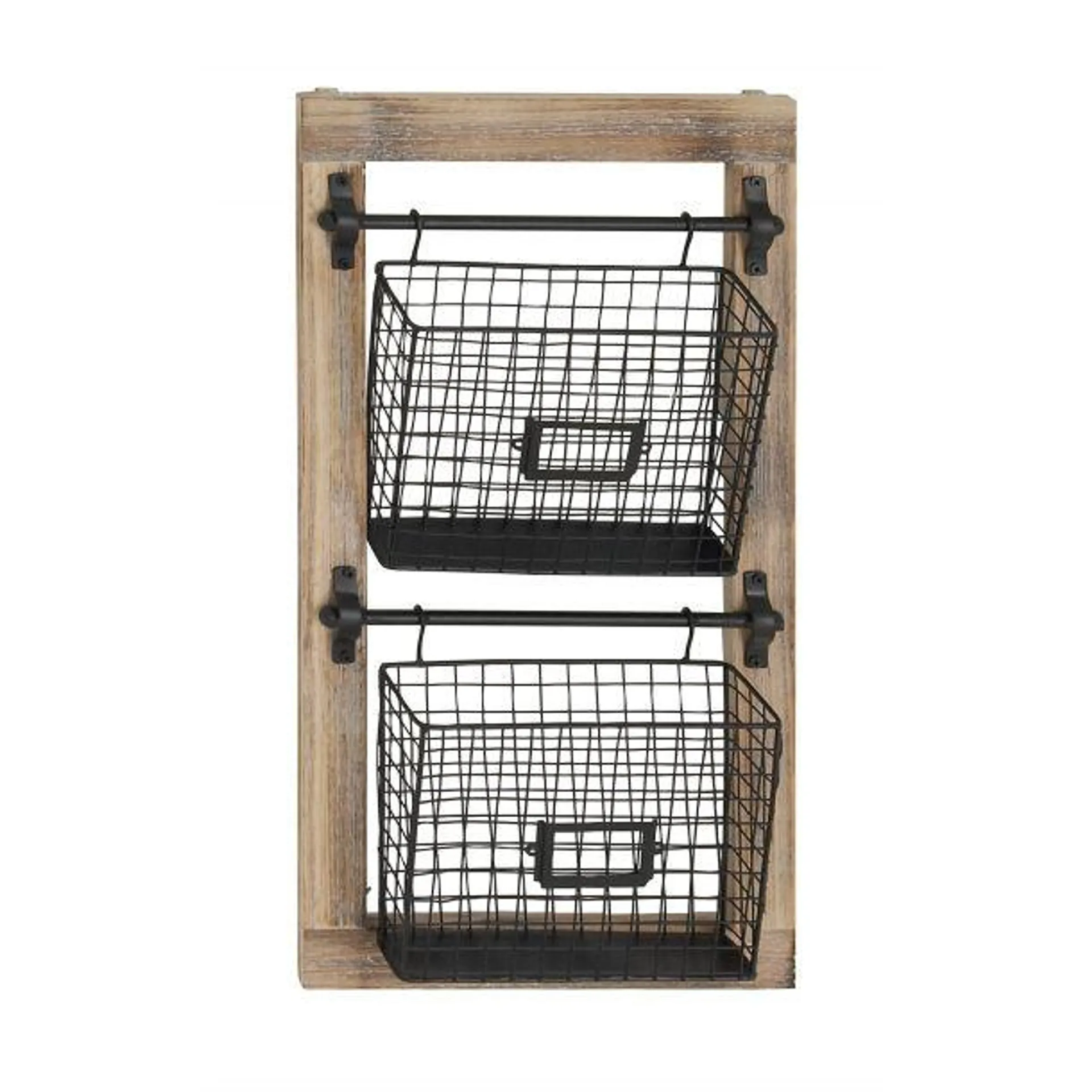 Farmhouse 25" Magazine Rack Holder with 2 Racks by Marisol + Daisy - Black