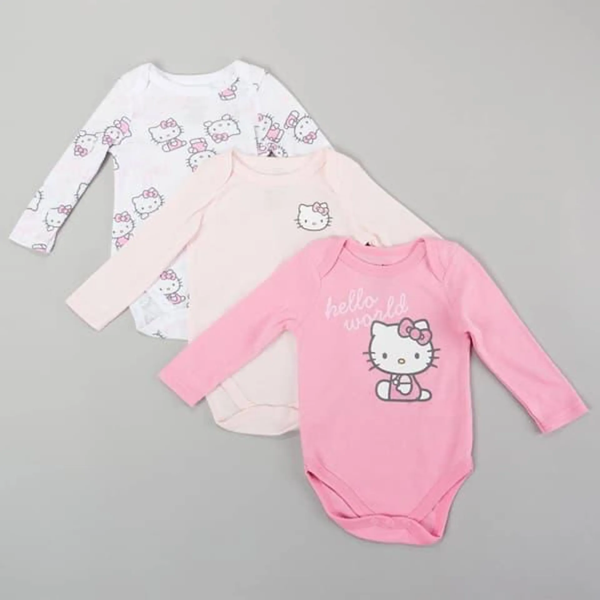 Baby Girl (NB-9M) Hello Kitty® 3pk. Hello World Bodysuits