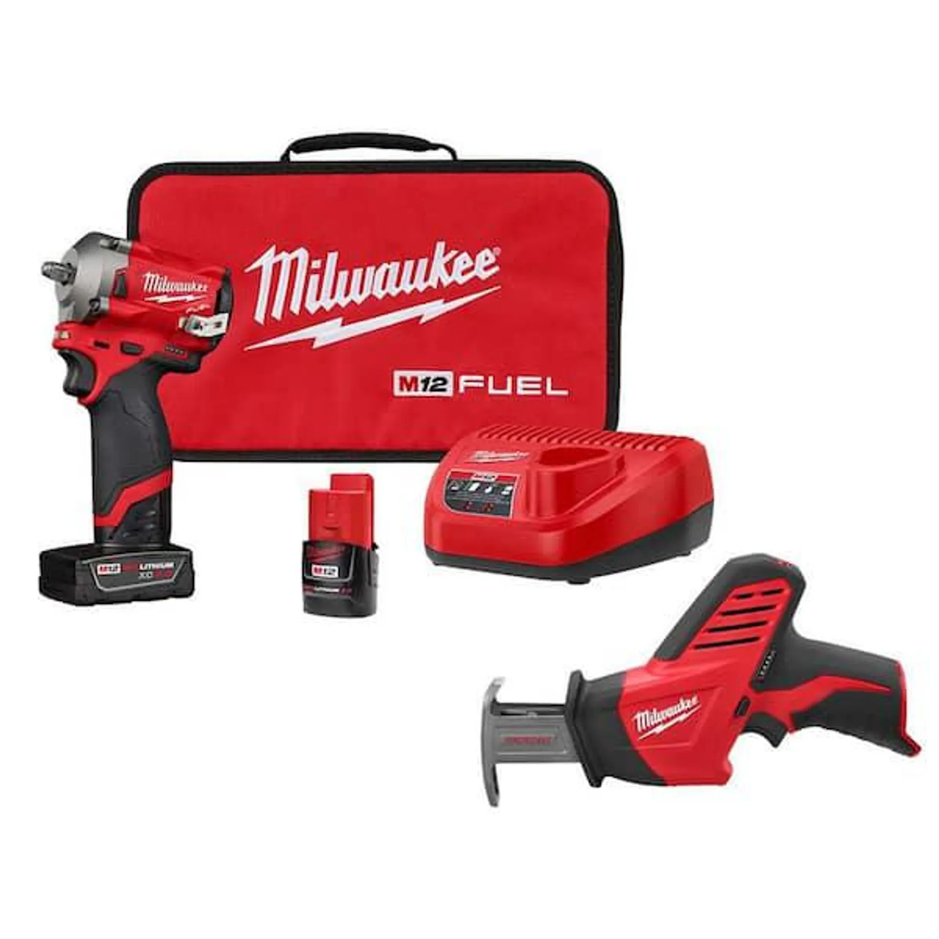 M12 FUEL 12V Lithium-Ion Brushless Cordless Stubby 3/8 in. Impact Wrench Kit with M12 HACKZALL Reciprocating Saw