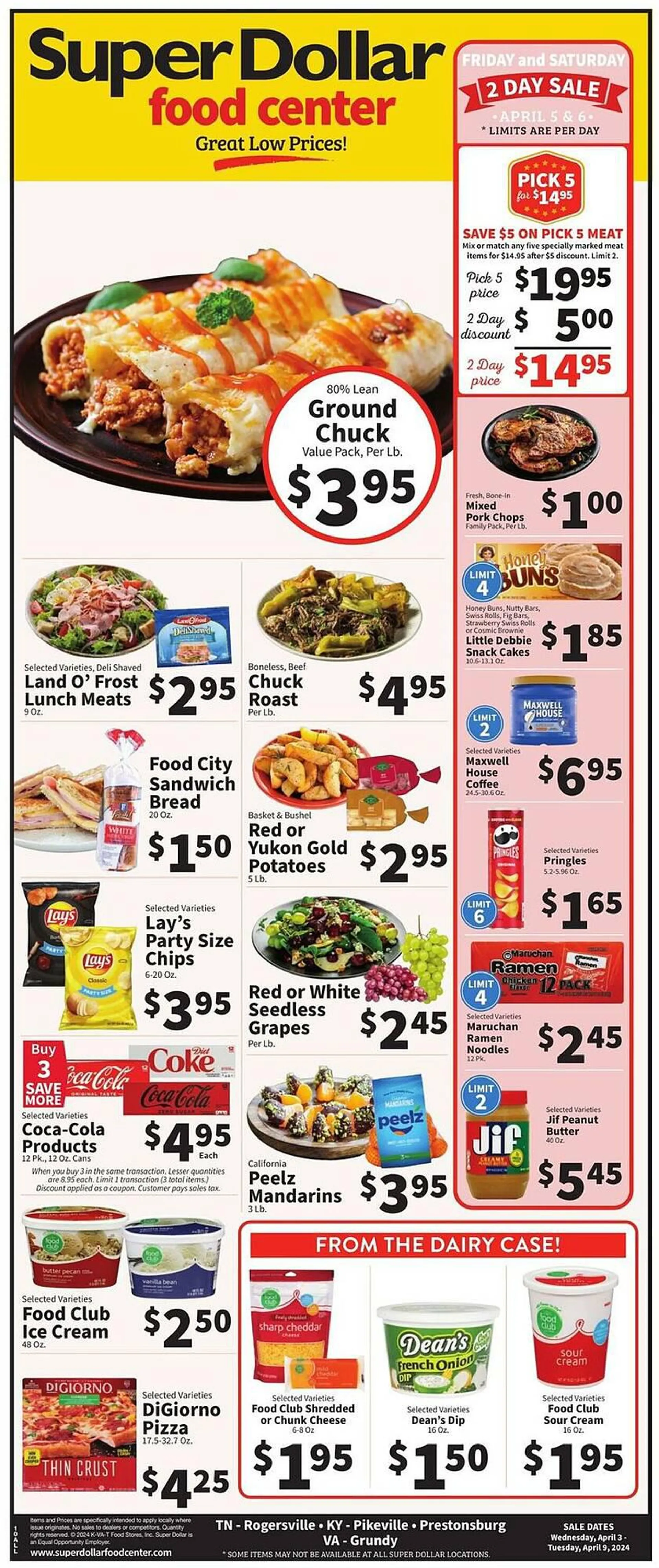 Weekly ad Super Dollar Food Center Weekly Ad from April 3 to April 9 2024 - Page 1