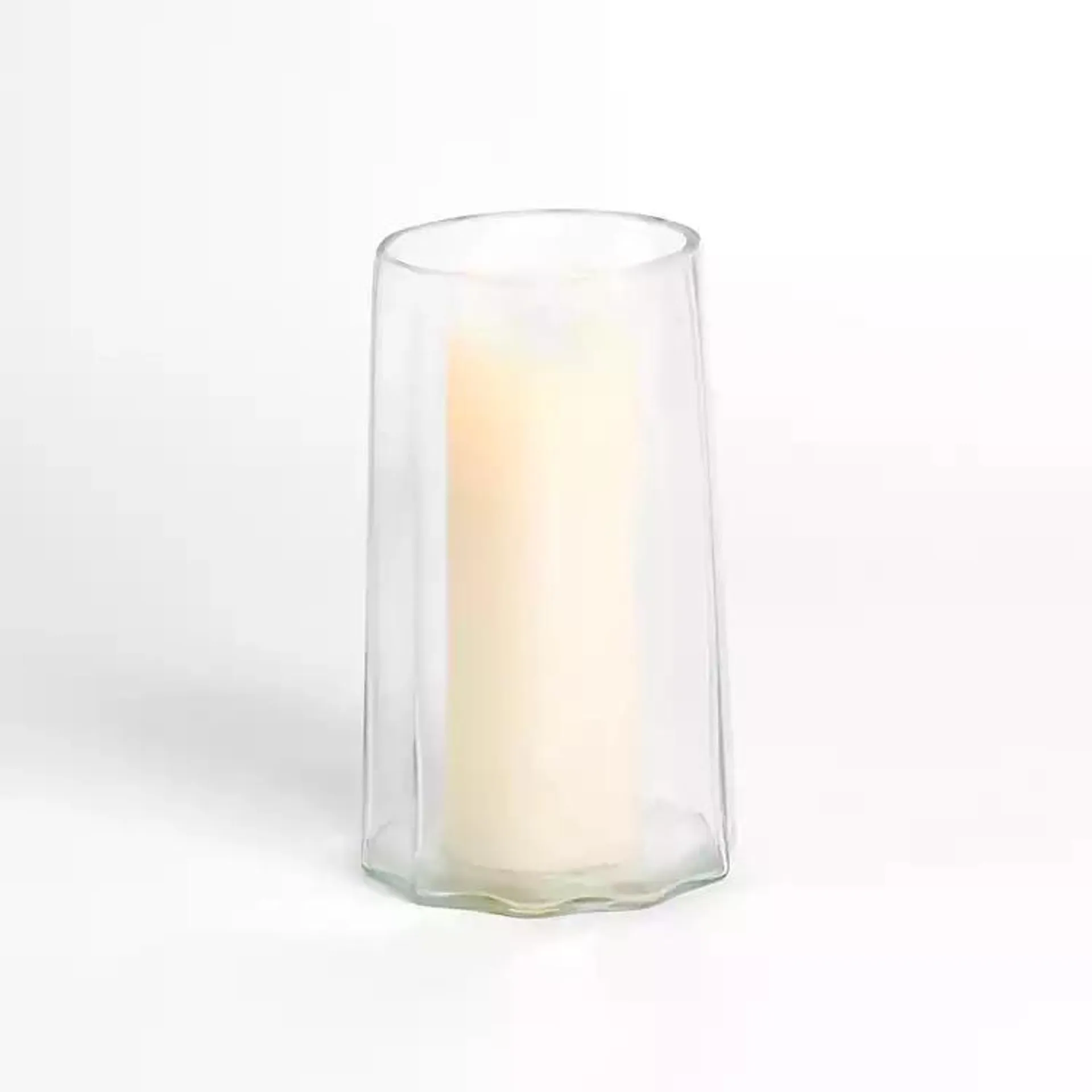 Clear Hammered Glass Hurricane, 10 in.