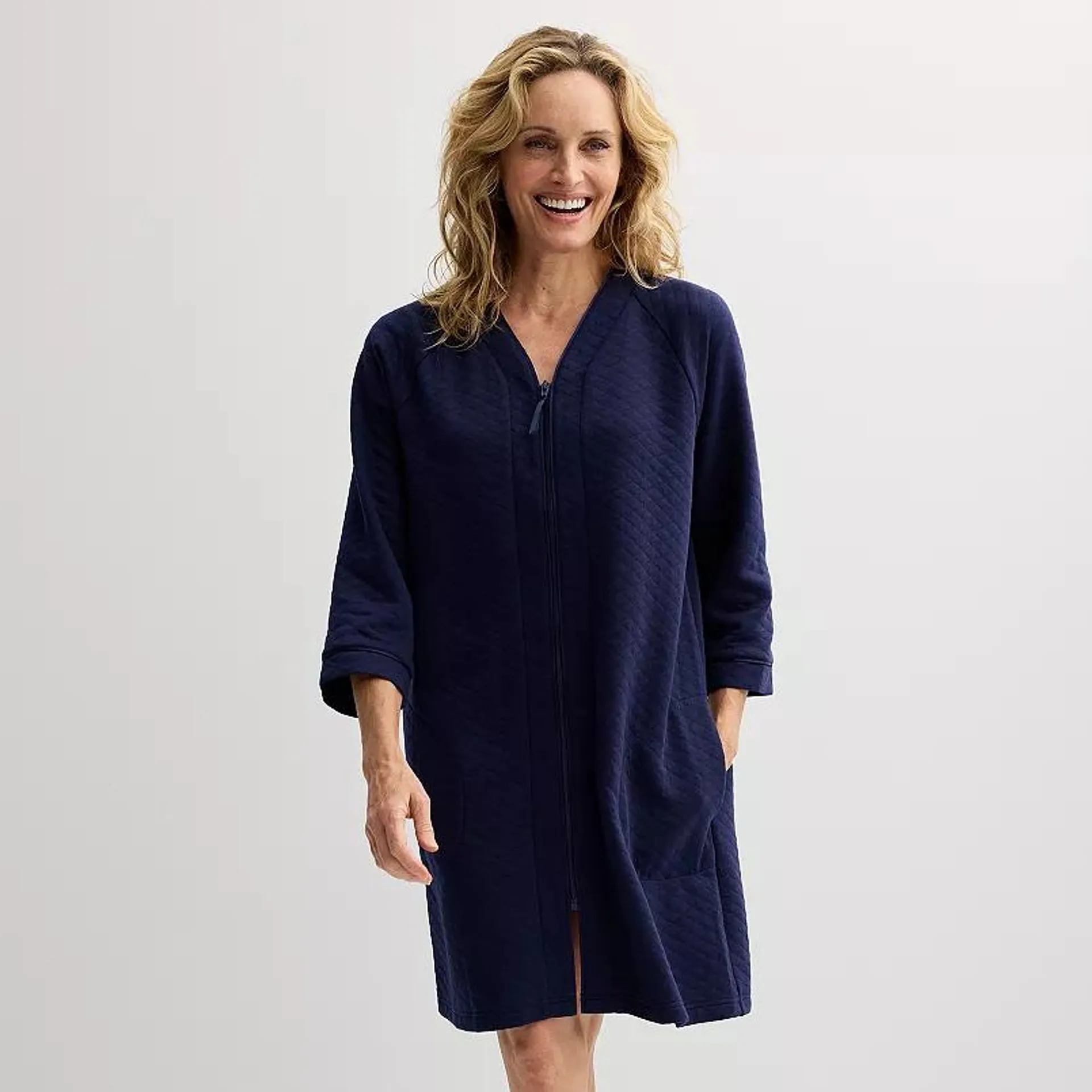 Women's Croft & Barrow® Quilted Zip Short Robe