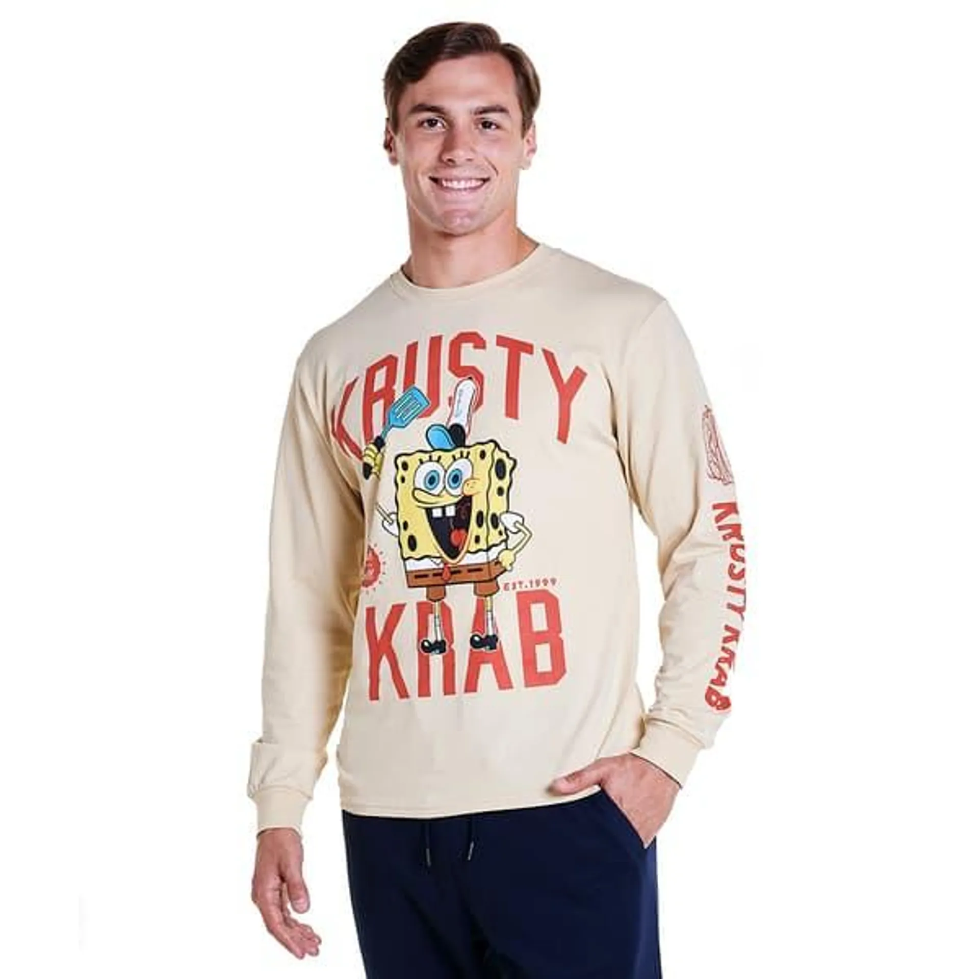 Young Mens Nickelodeon™ SpongeBob Krusty Krab Long Sleeve Tee