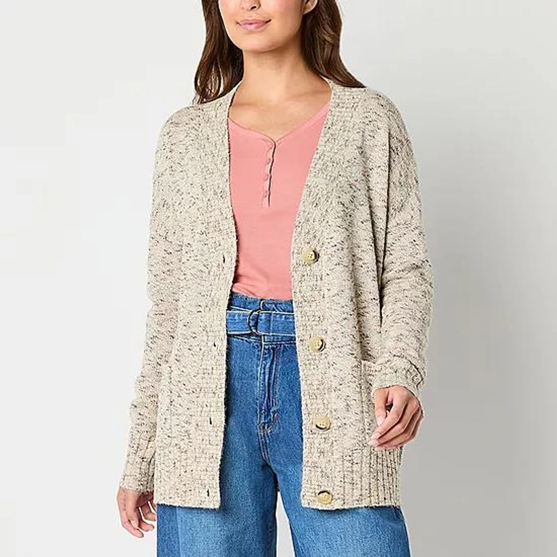 a.n.a Womens Long Sleeve Button Open Front Cardigan