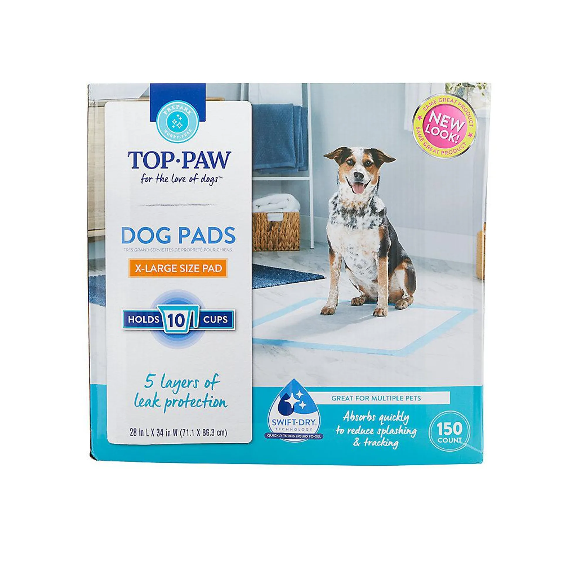 Top Paw® X-Large Adhesive Leakproof Dog Pads - 28" x 34"