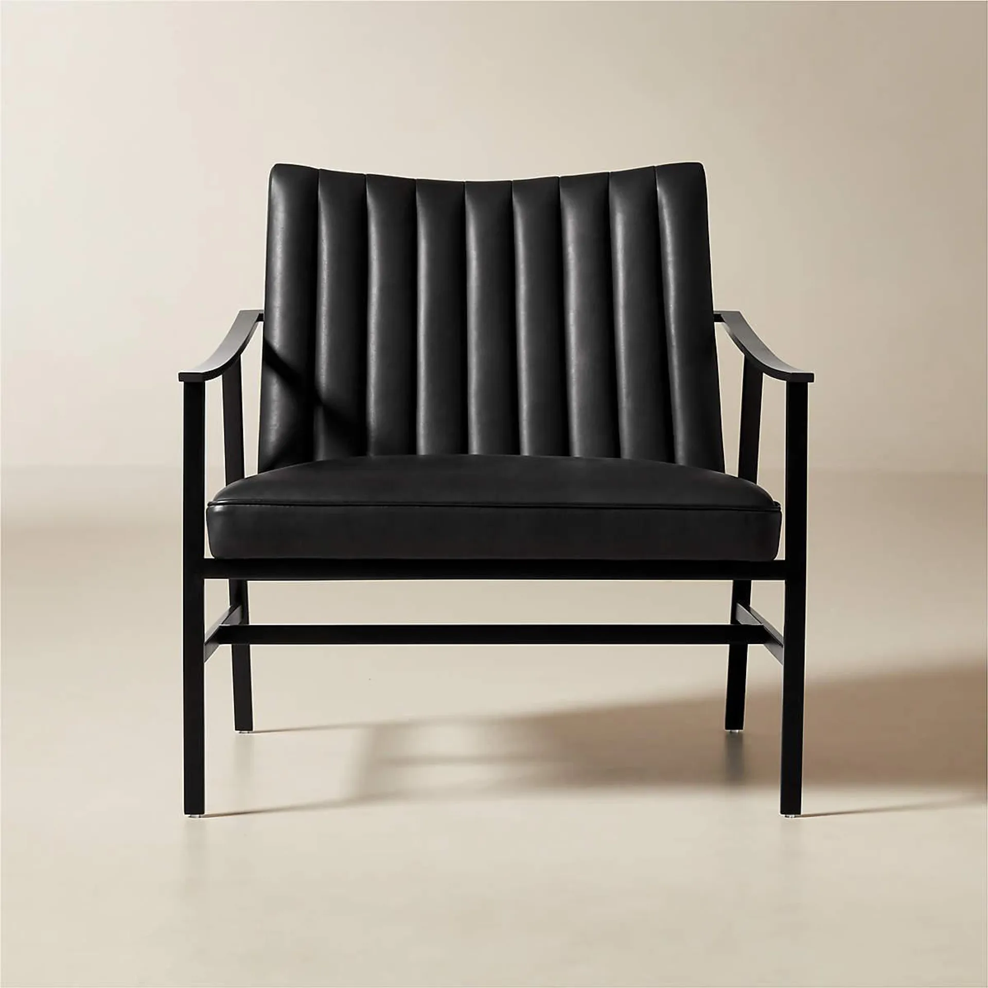 Blair Channeled Black Leather Accent Chair