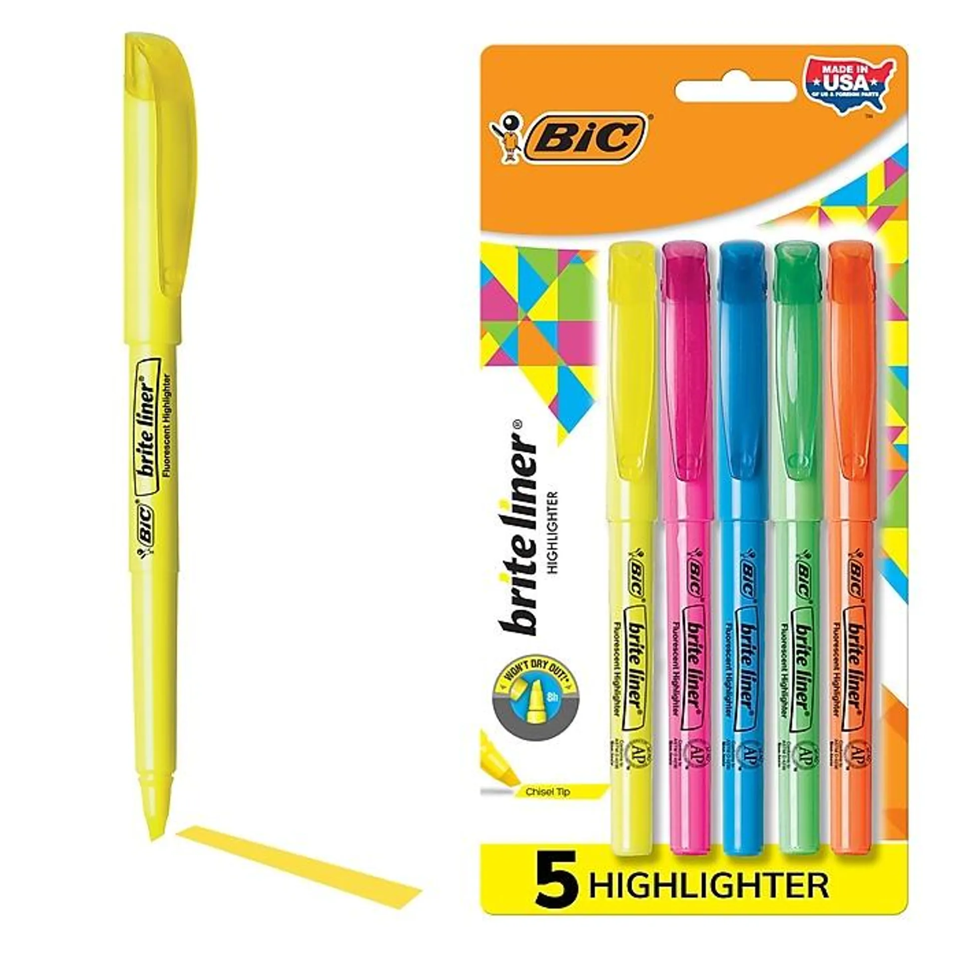 BIC Brite Liner Stick Highlighters,