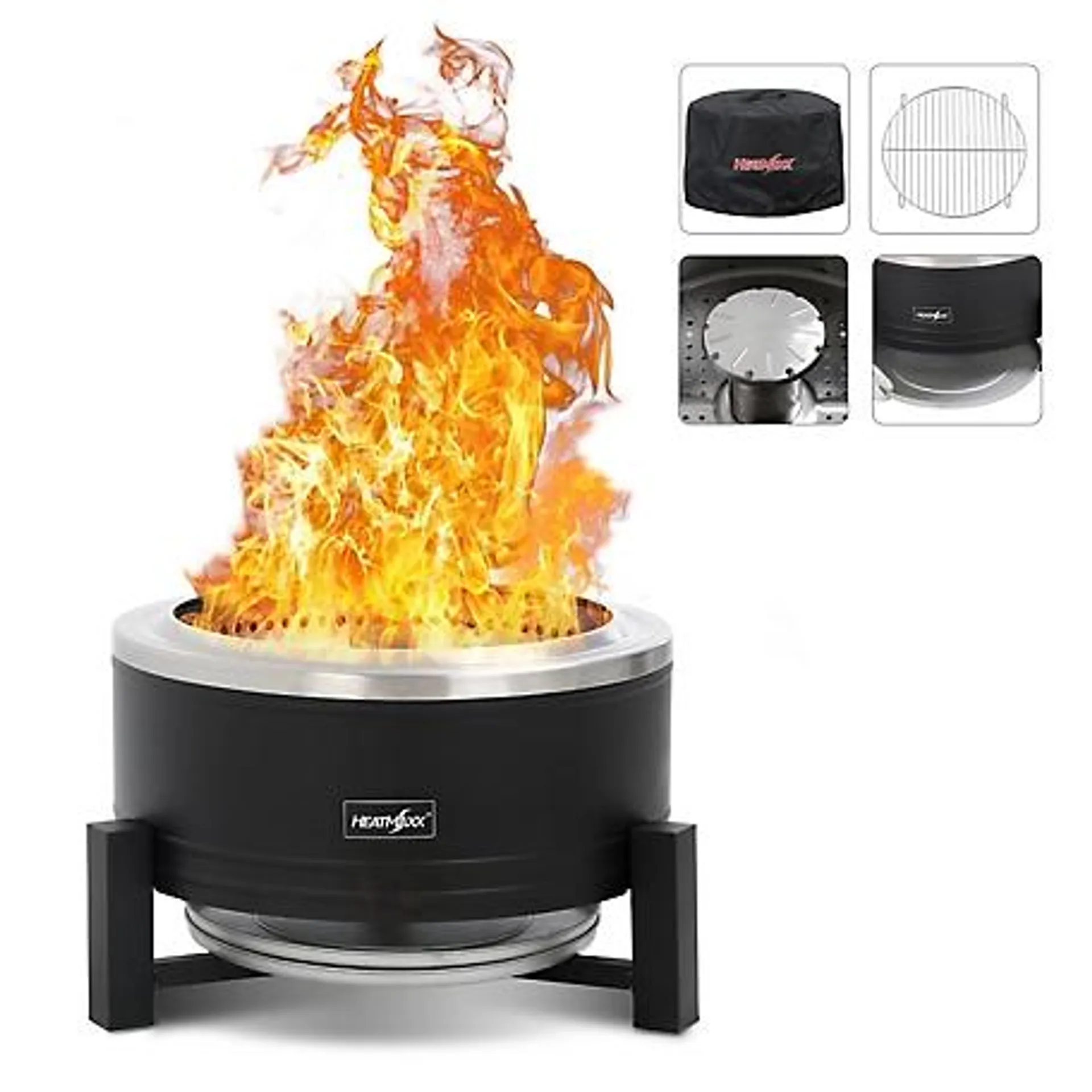 HeatMaxx 22 in. Smokeless Wood/Pellet Burning Fire Pit, Low Smoke Bonfire Fire Pit