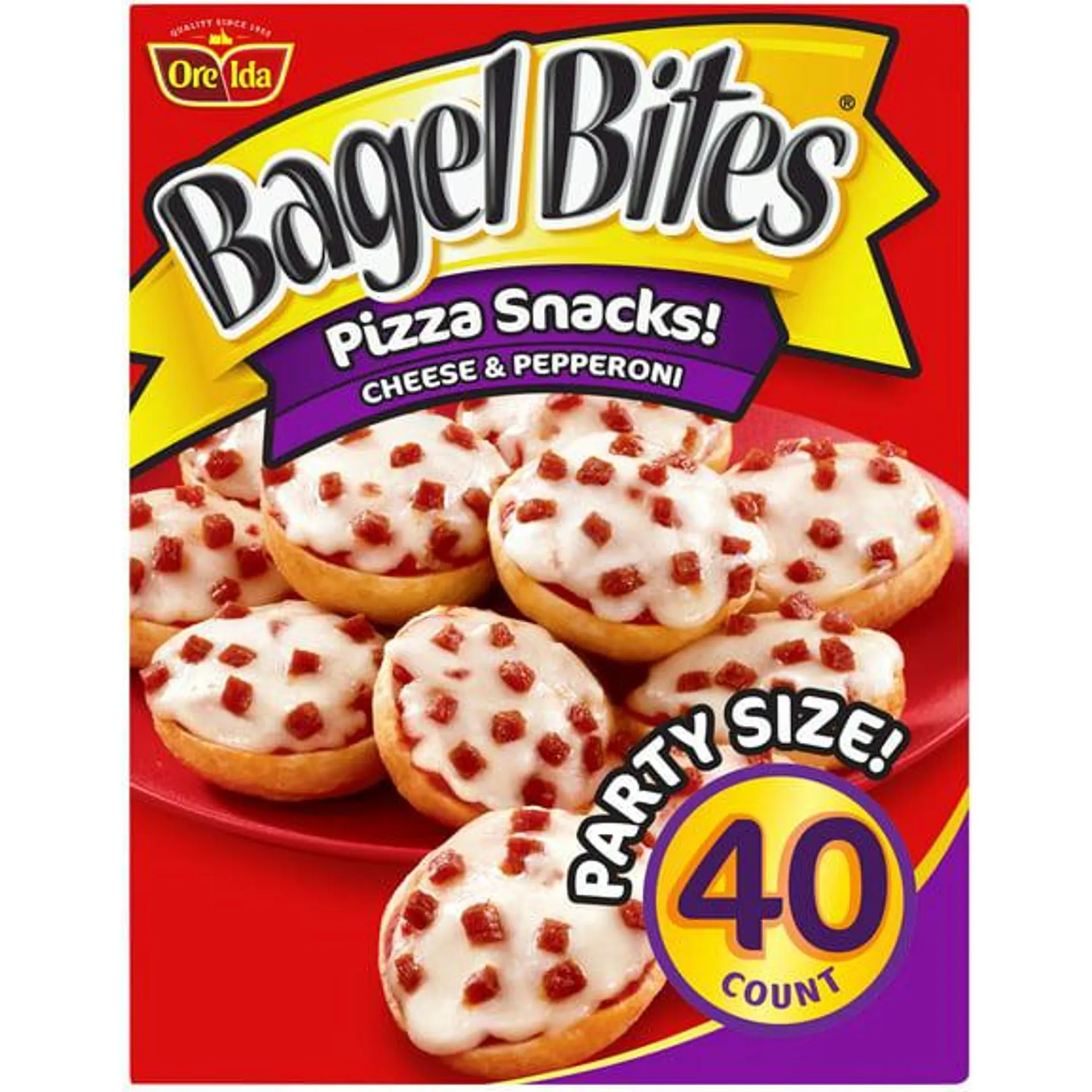 Bagel Bites Cheese & Pepperoni Mini Pizza Bagel Frozen Snack and Appetizers, 40 Ct Box Jumbo