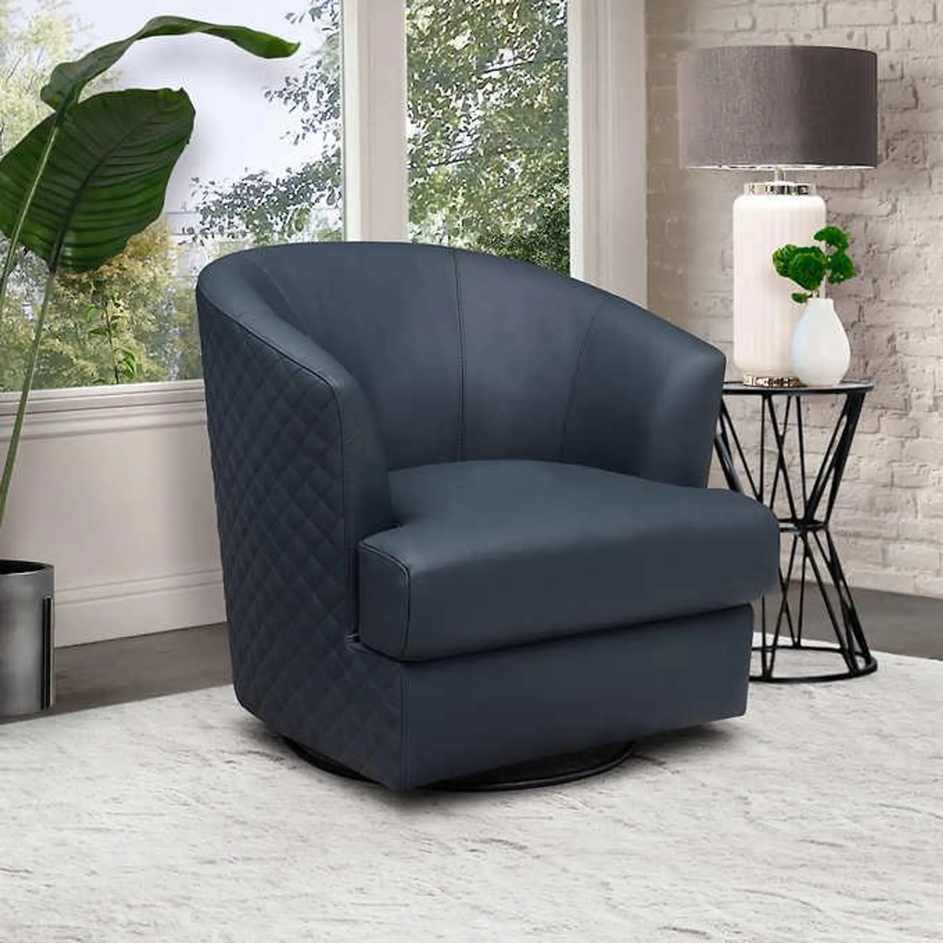 Belfield Top Grain Leather Swivel Chair