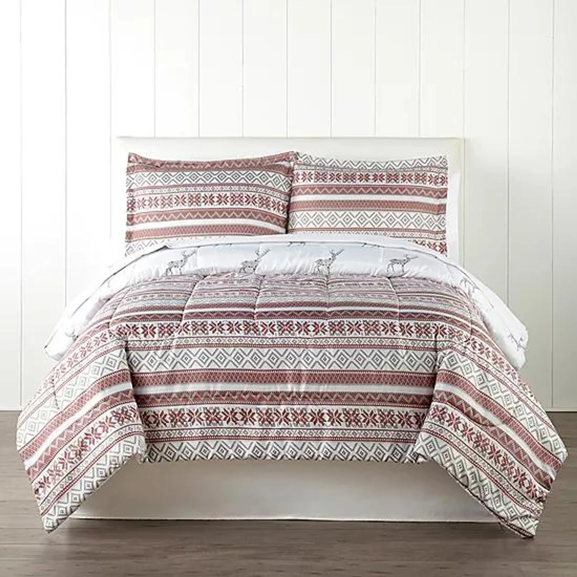 Brooklyn Loom Holiday Fair Isle Midweight Reversible Comforter Set