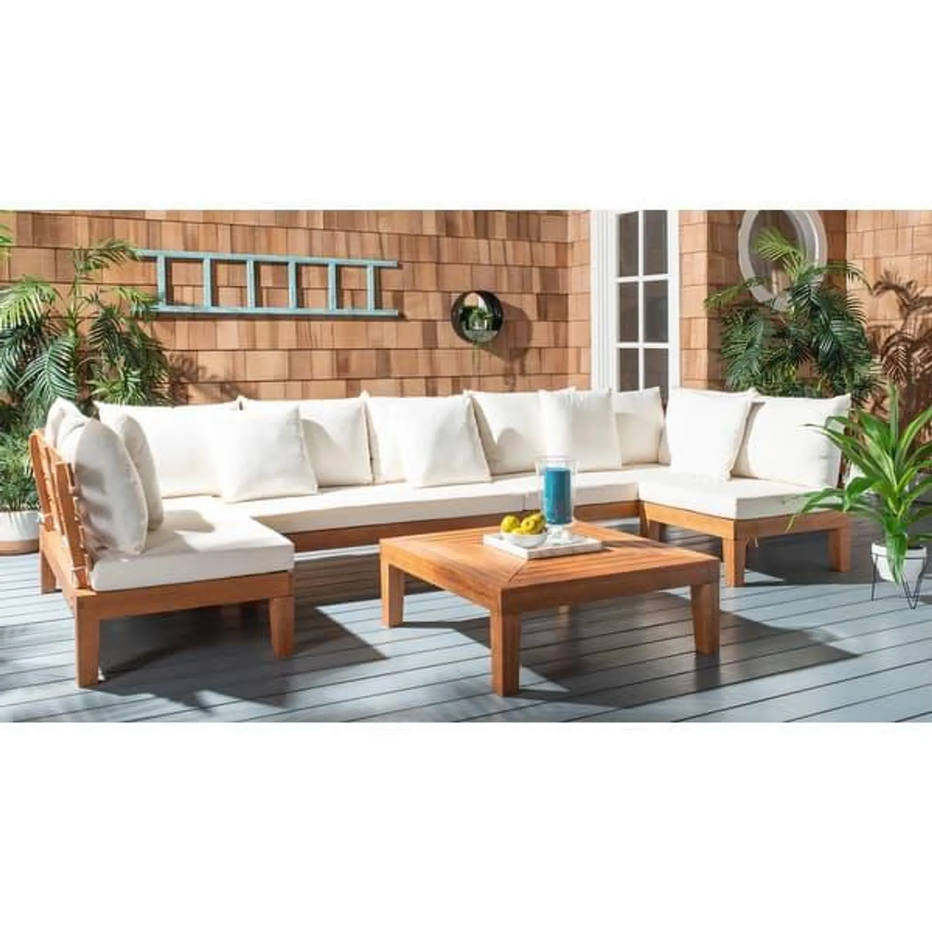 SAFAVIEH Granton 5-piece Outdoor Solid Wood Sectional Conversation Set