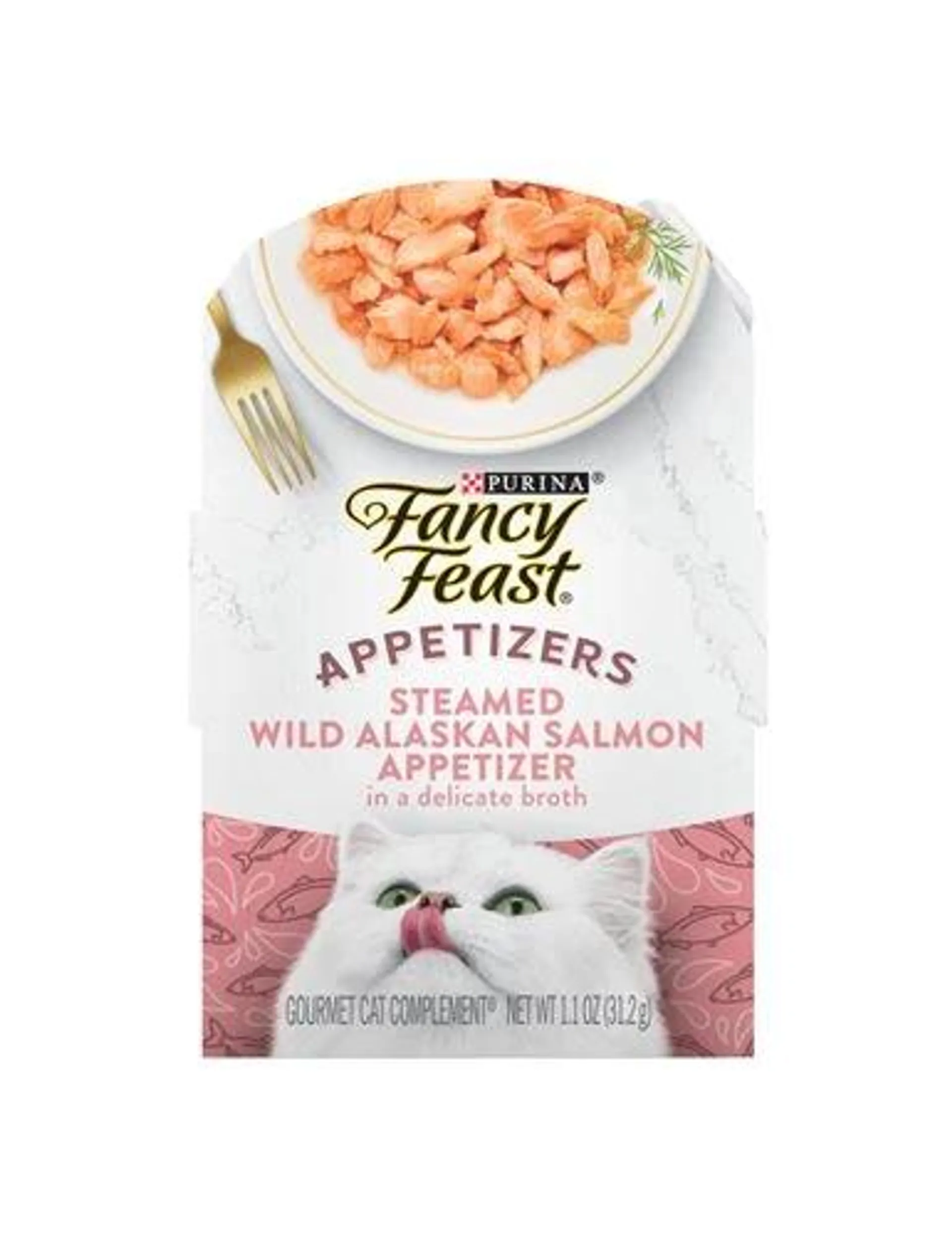 Purina Fancy Feast Appetizers Lickable Grain Free Wet Cat Food Topper Wild Alaskan Salmon Appetizer - 1.1 Ounce Tray