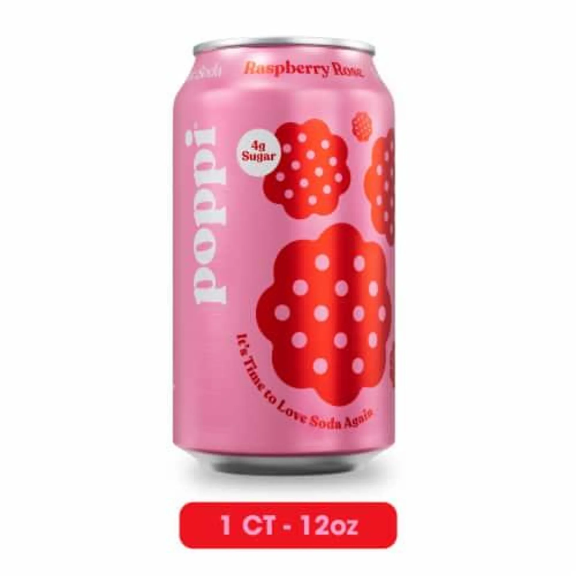 Poppi Prebiotic Soda, Raspberry Rose, 12 fl oz Can