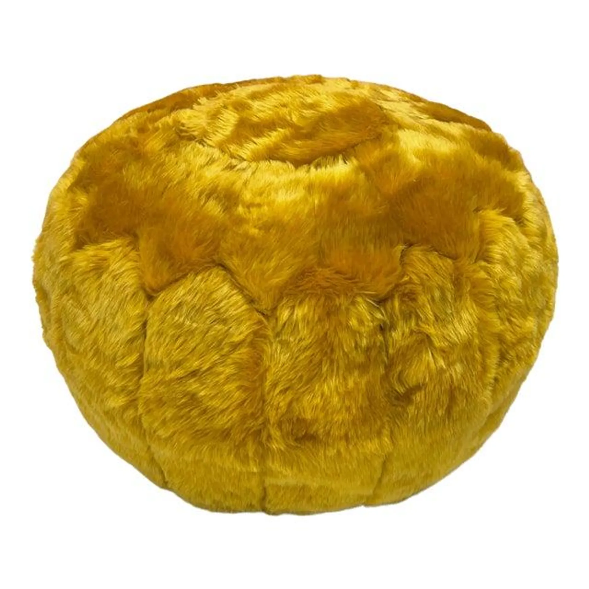 Yellow Moroccan Faux Fur Pouf Cover