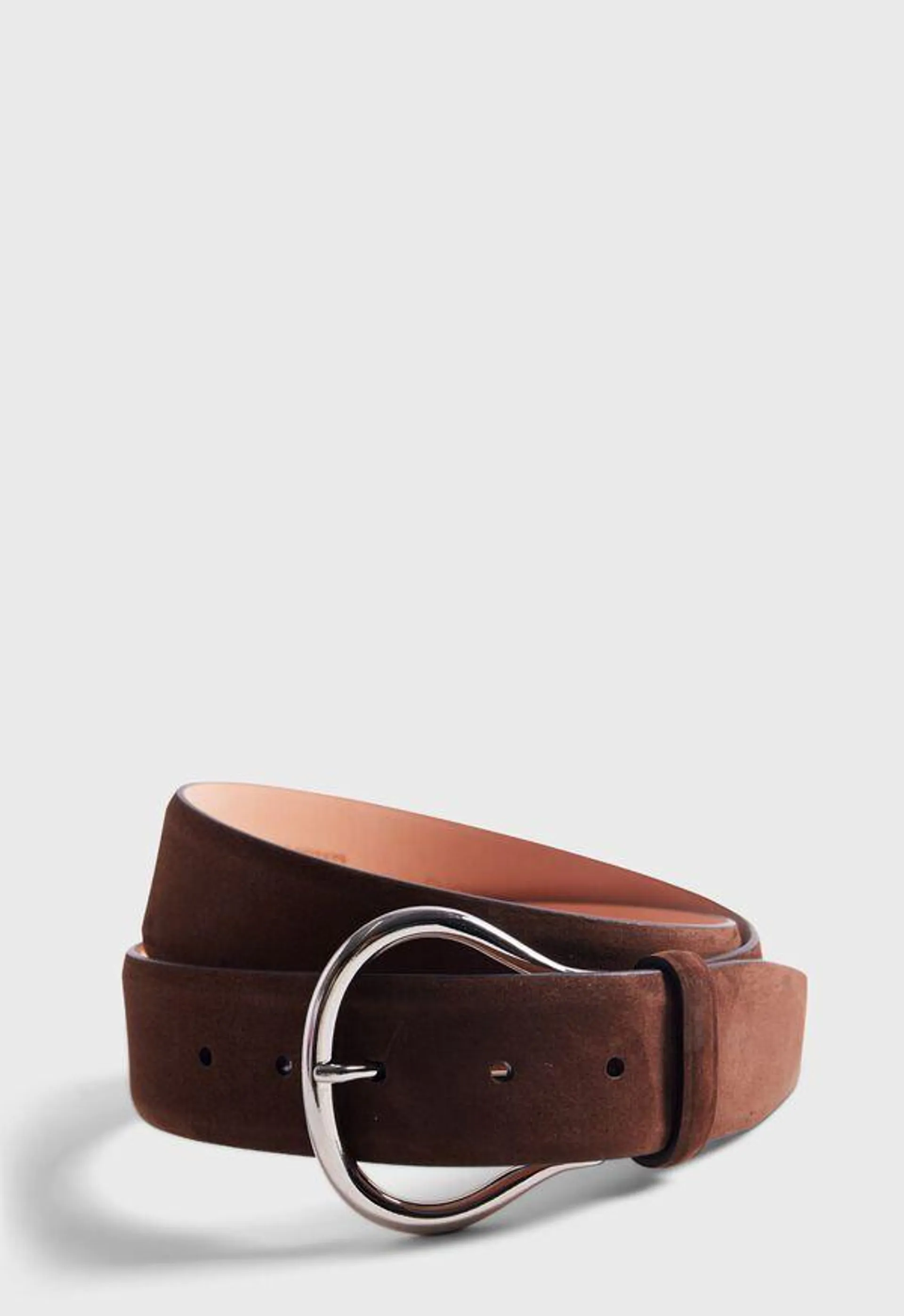 Calf Leather Belt with Silver Buckle