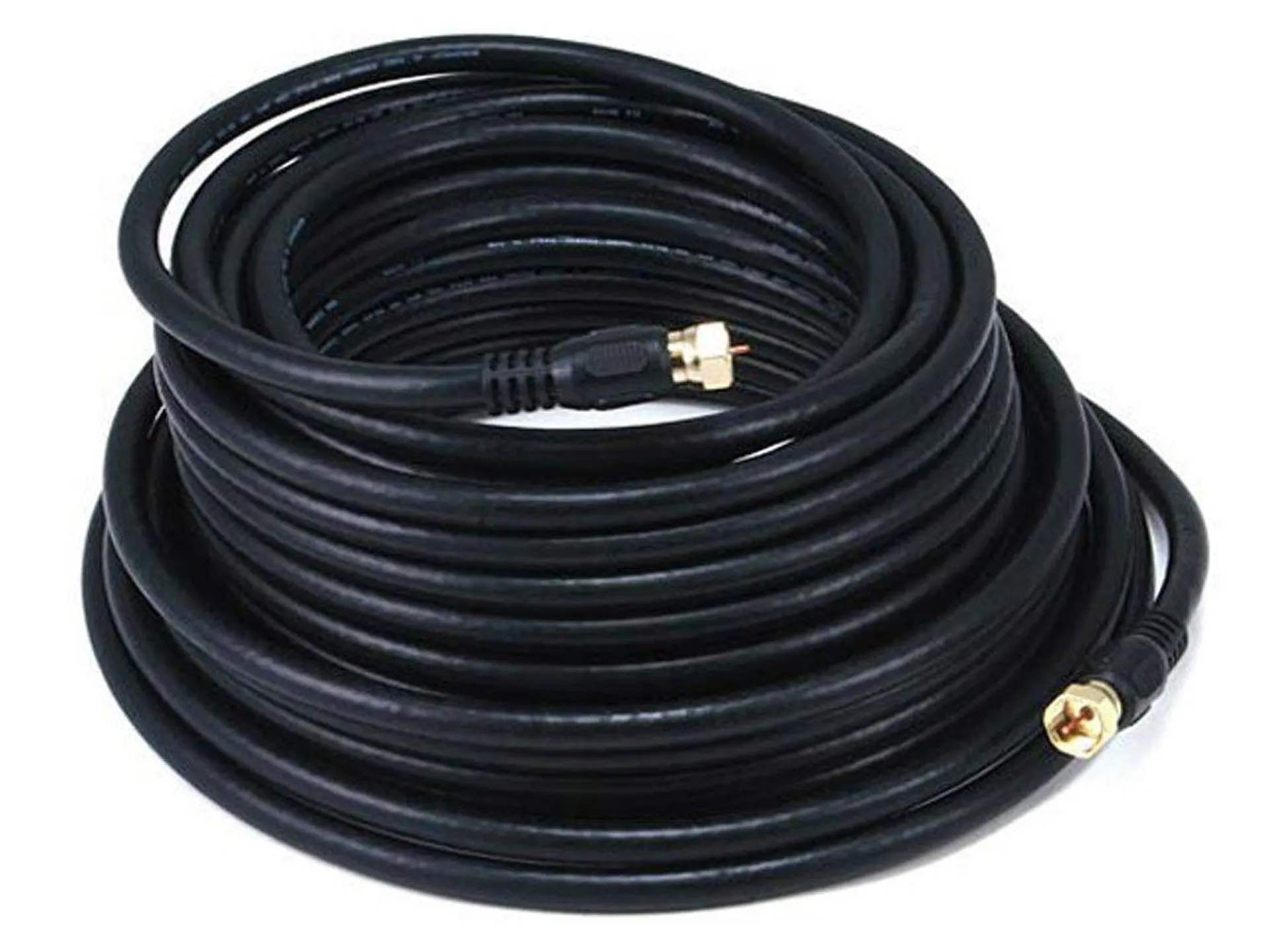 Monoprice 50ft RG6 (18AWG) 75Ohm, Quad Shield, CL2 Coaxial Cable with F Type Connector - Black