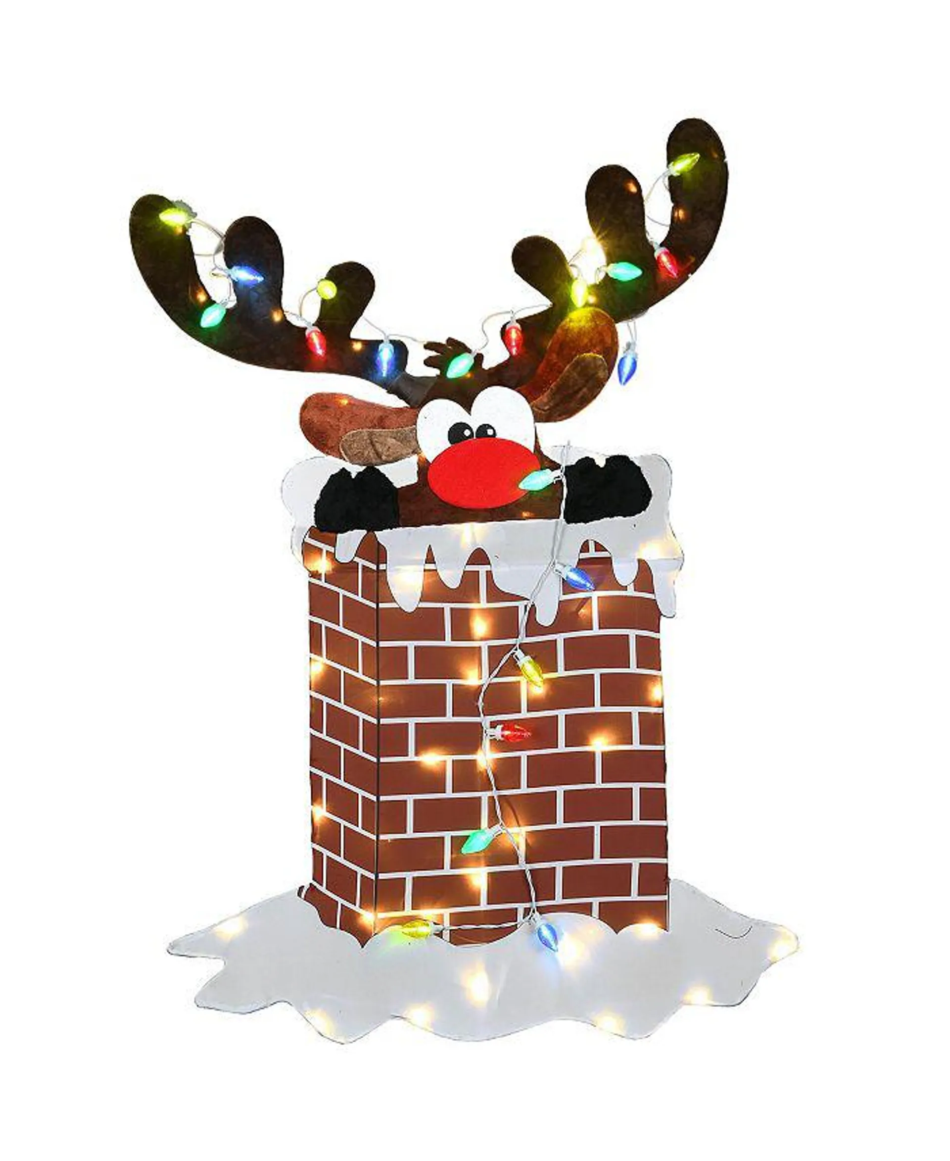 47" Pre-Lit Reindeer Stuck in Chimney Decoration