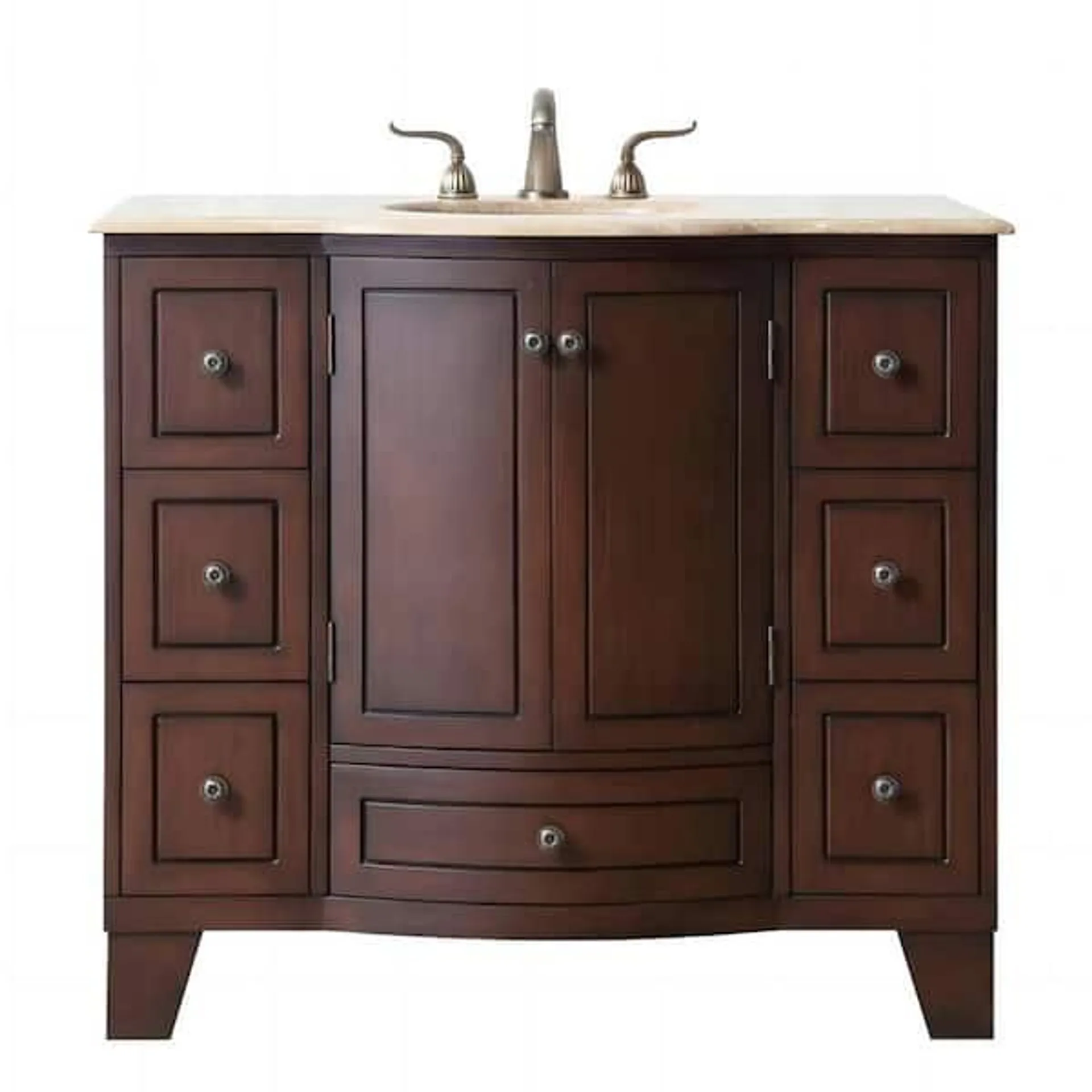 Grand Cheswick 40 in. Vanity in Dark Cherry with Marble Vanity Top in Travertine with White Undermount Sink