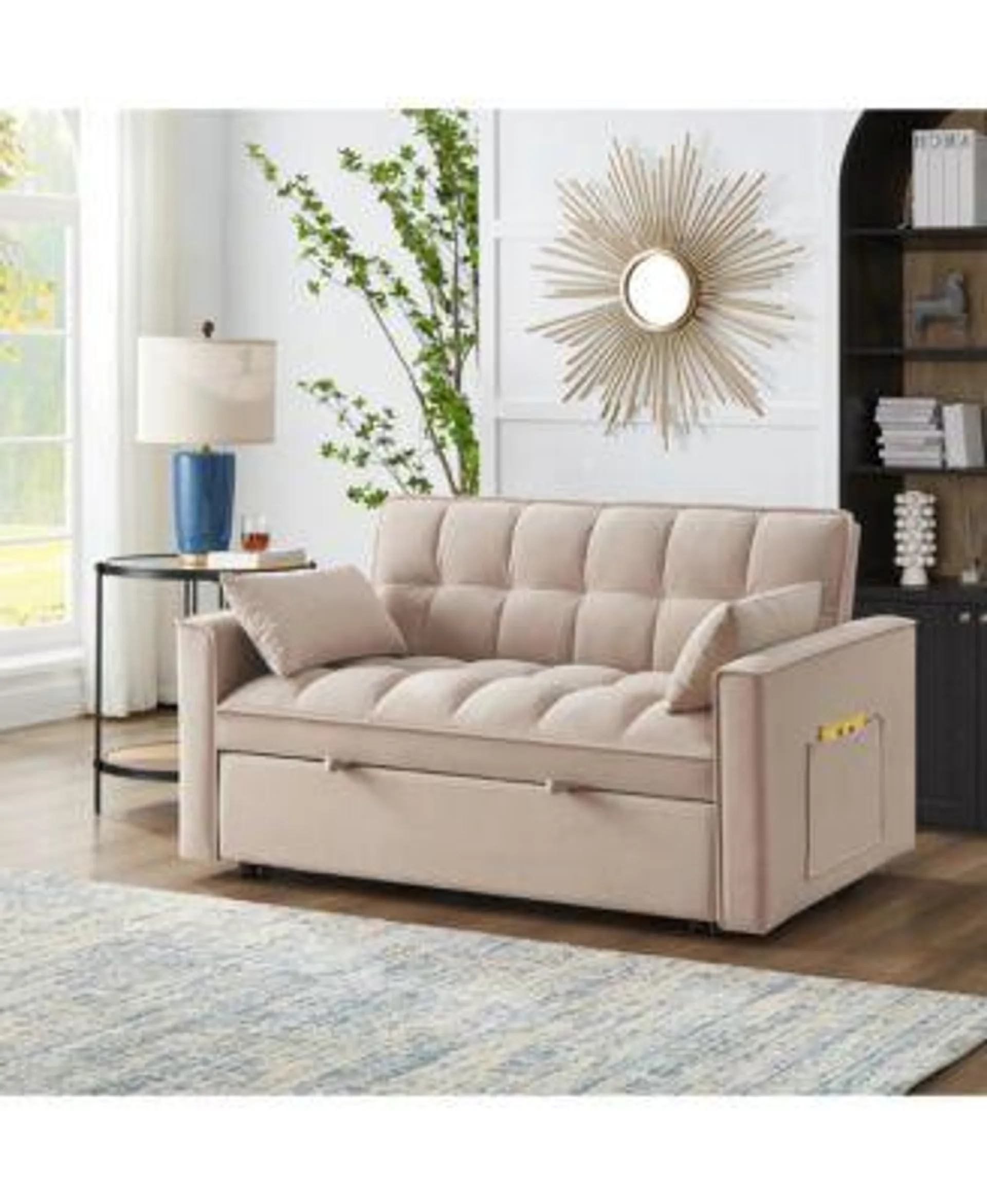 Streamdale Furniture 4-in-1 Versatile Loveseat Sofa & Bed with Storage and Armrests