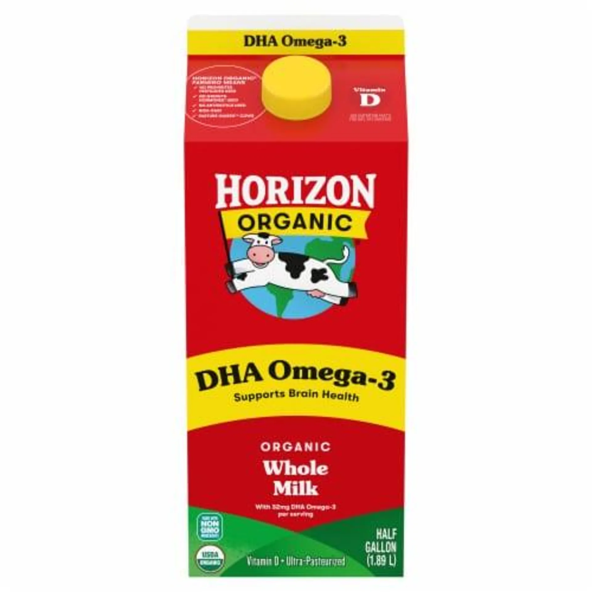 Horizon Organic DHA Omega-3 Whole Milk Half Gallon