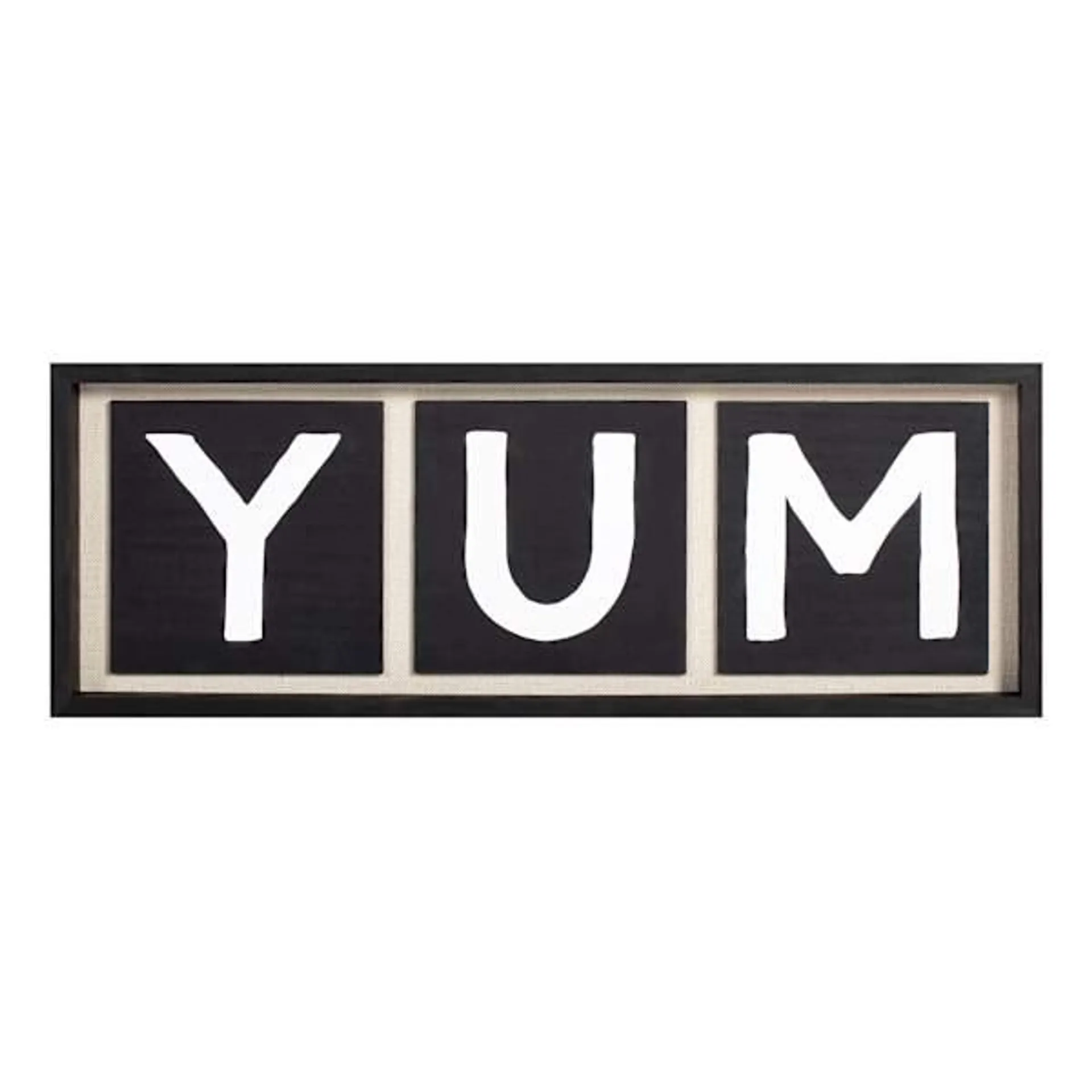 Yum Wooden Kitchen Wall Decor, 25x9