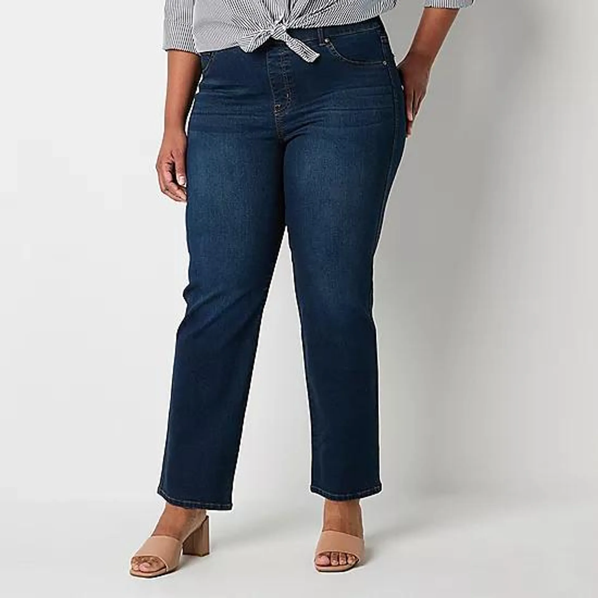 new! Gloria Vanderbilt Plus Womens High Rise Straight Leg Jean