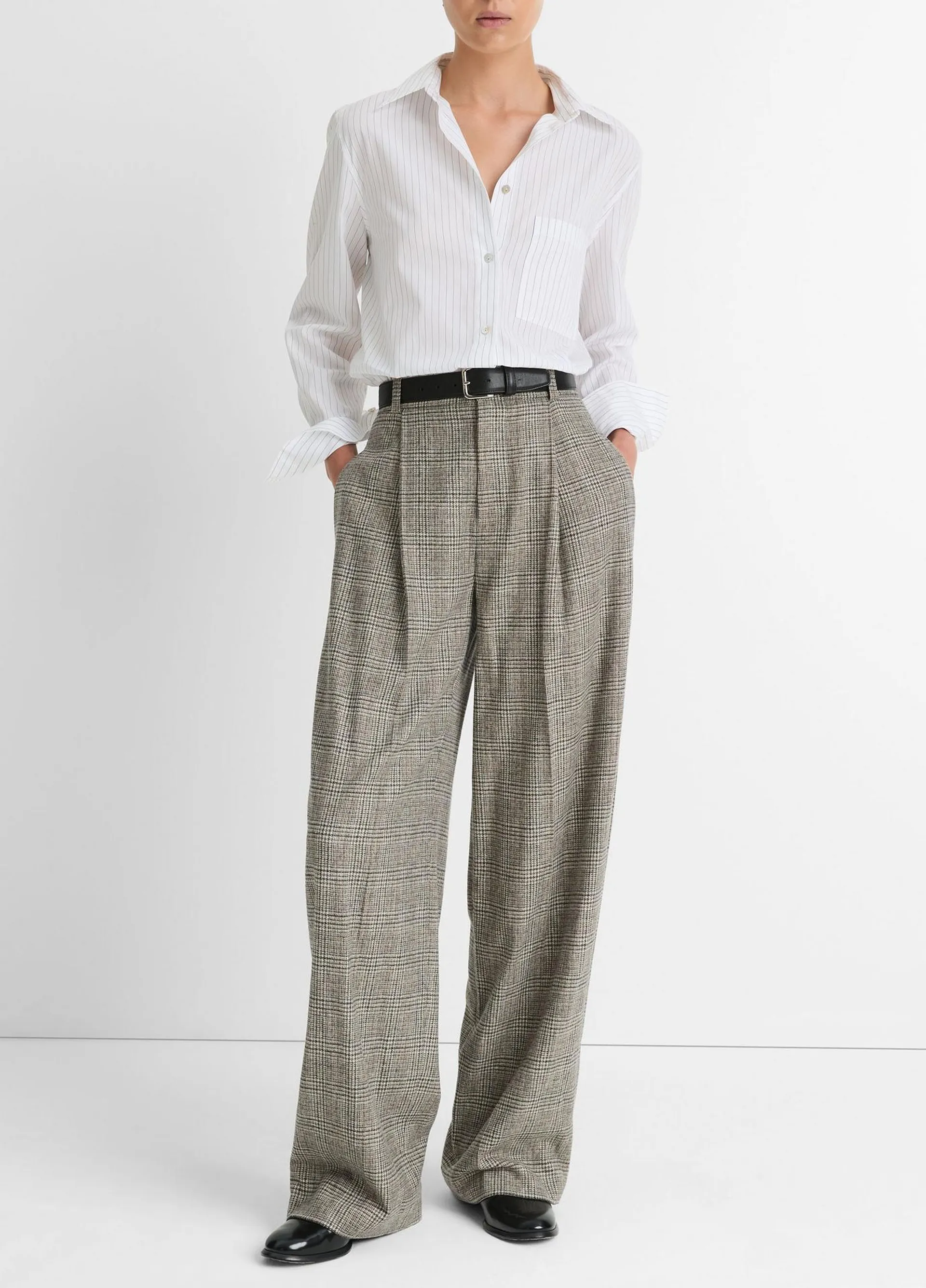 Plaid Italian Wool-Blend High-Rise Trouser