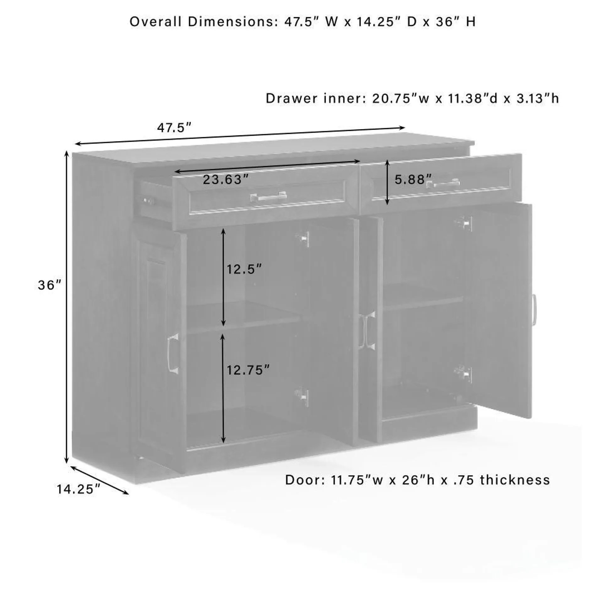 Stanton 3-piece Sideboard And Glass Door Pantry Set