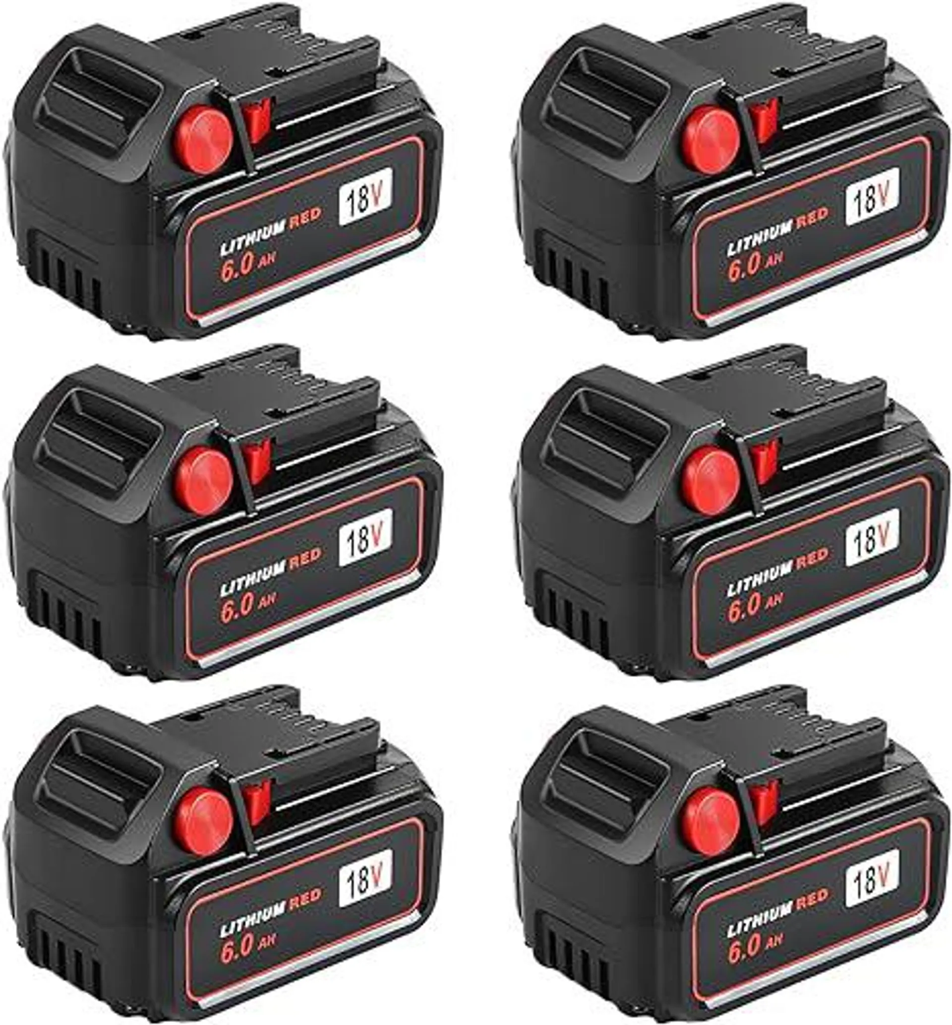 18V 6000mAh Replacement for Milwaukee M-18 Battery with 6 Protection Function,Compatible with Milwaukee M-18 Battery Charger and Tools (6 Pack)