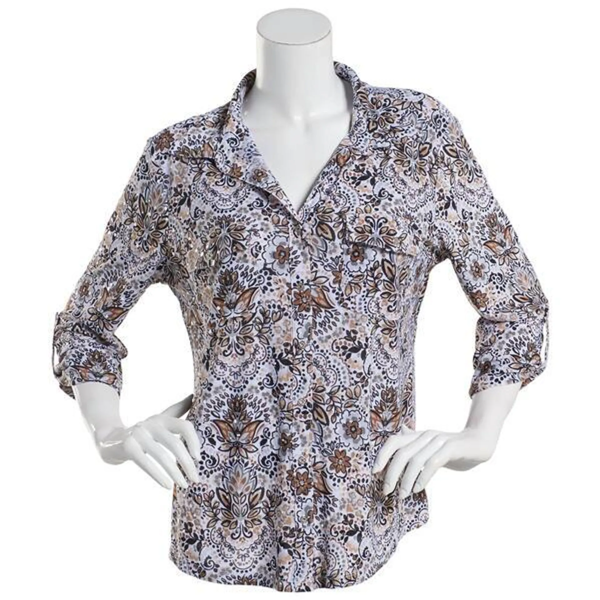 Womens Emily Daniels Folklore Floral Disco Dot Button Down Blouse