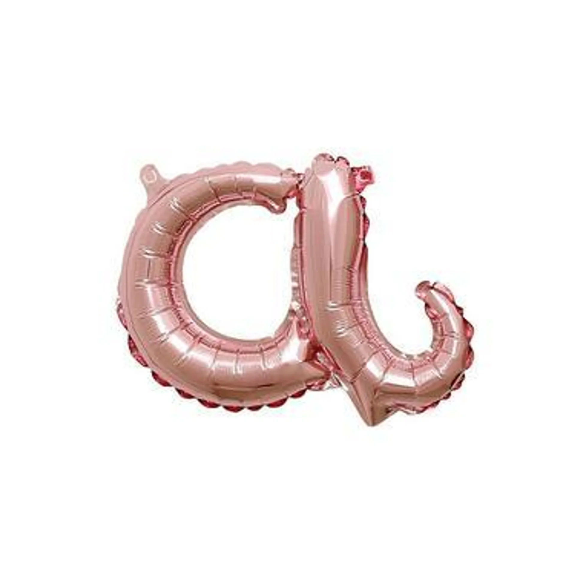 Air-Filled Rose Gold Lowercase Cursive Letter (a) Foil Balloon, 10in x 8in