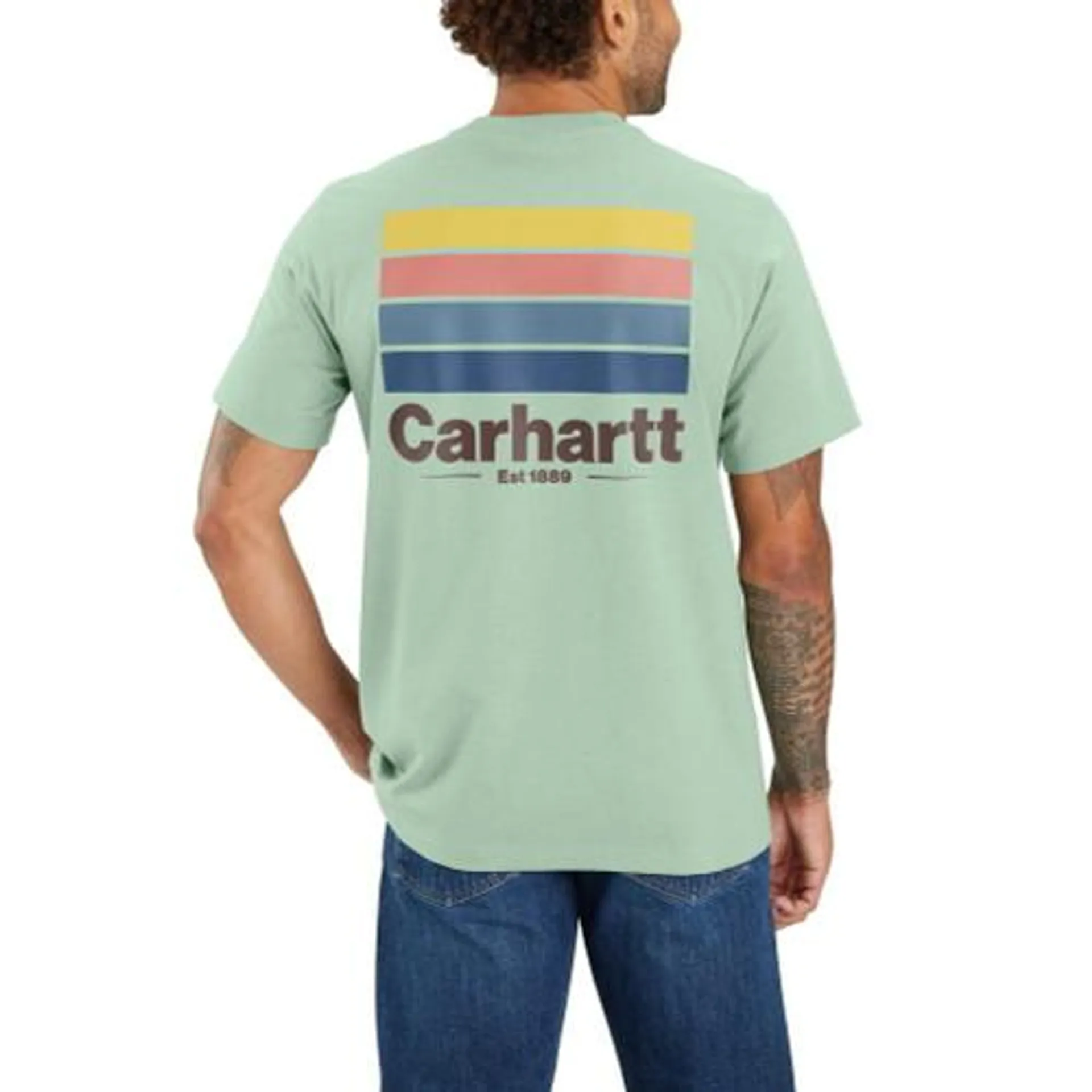 Carhartt Mens Relaxed Fit Heavyweight Pocket Line Graphic Short Sleeve T-Shirt