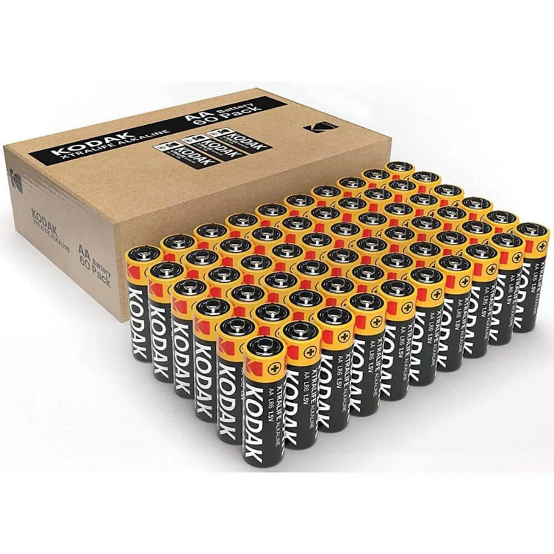 Kodak Xtralife Alkaline AA Batteries, 60-Pack