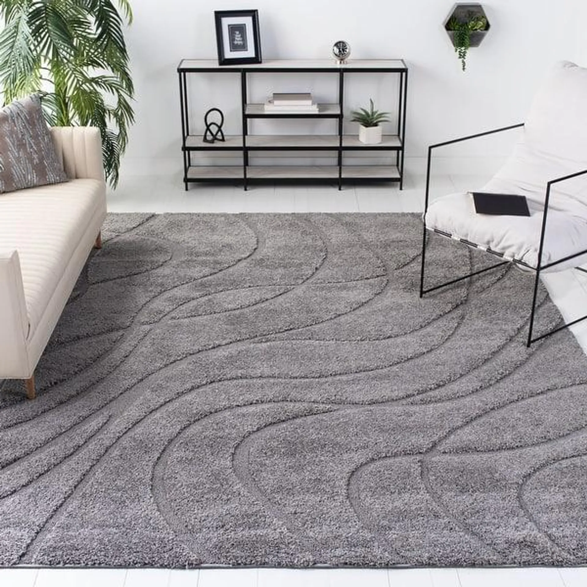 SAFAVIEH Florida Shag Sigtraud Abstract Waves 1.2-inch Thick Rug