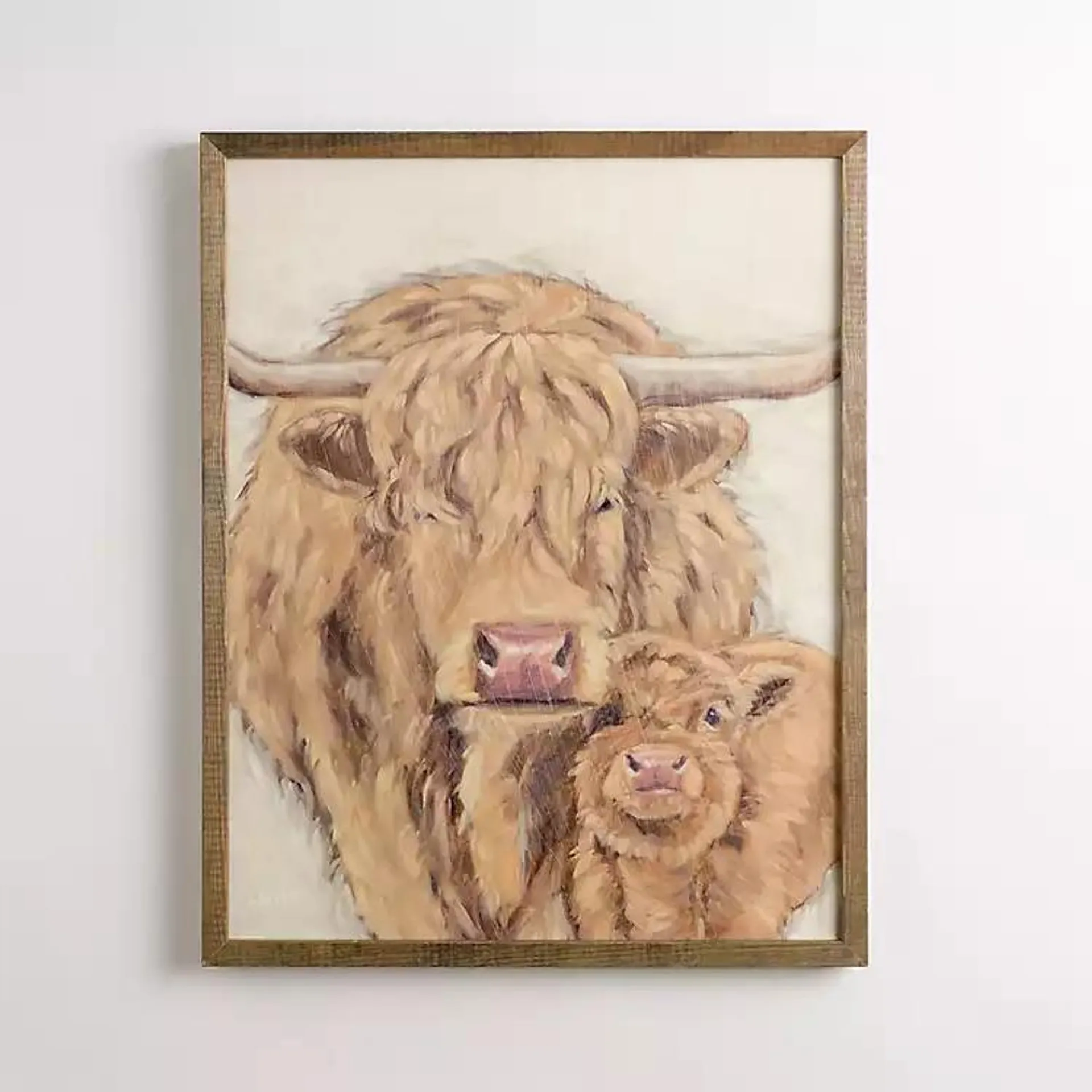 Mama and Baby Highland Cow Framed Art Print