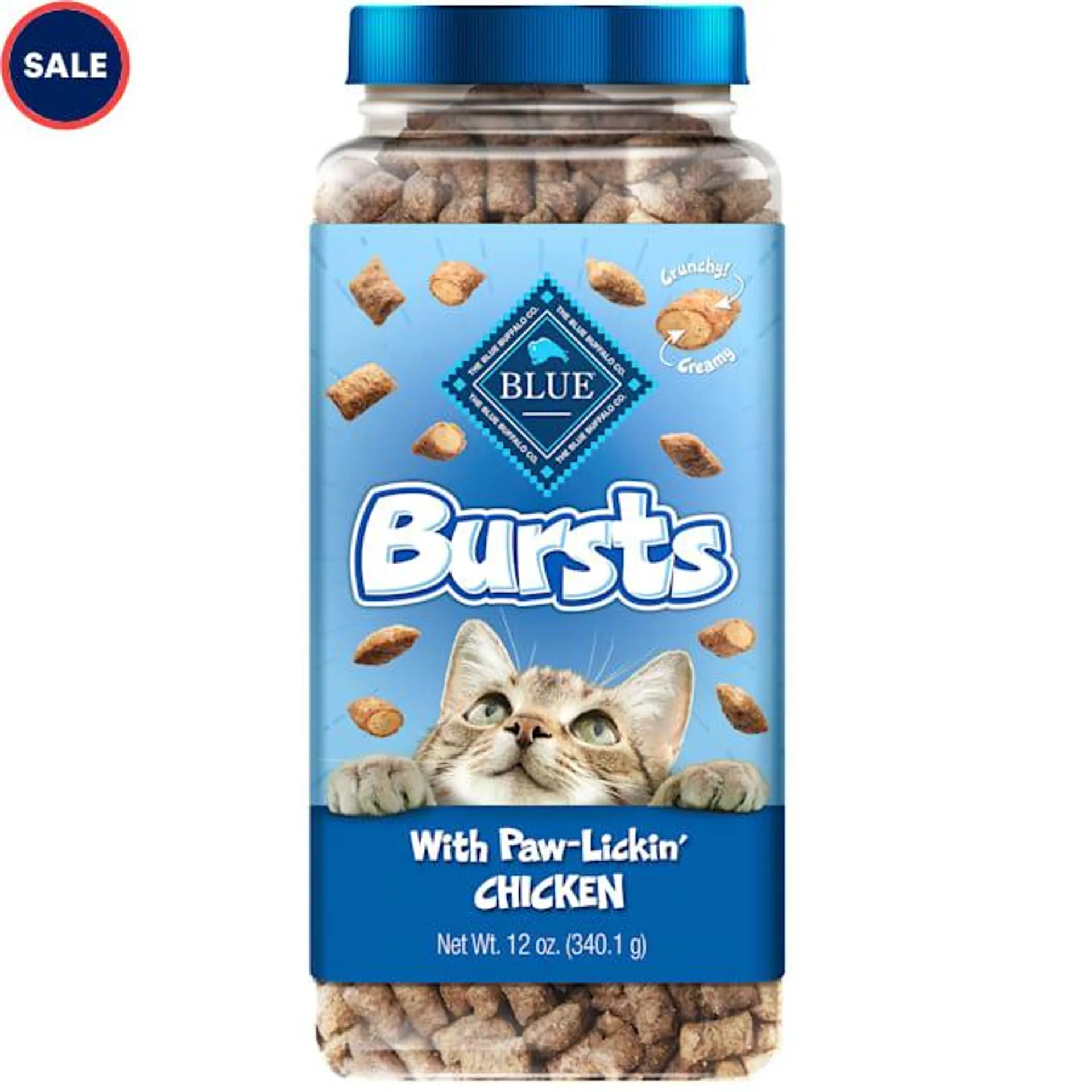 Blue Buffalo Bursts Great for Training, Paw-Lickin' Chicken, Crunchy & Creamy Cat Treats, 12 oz.