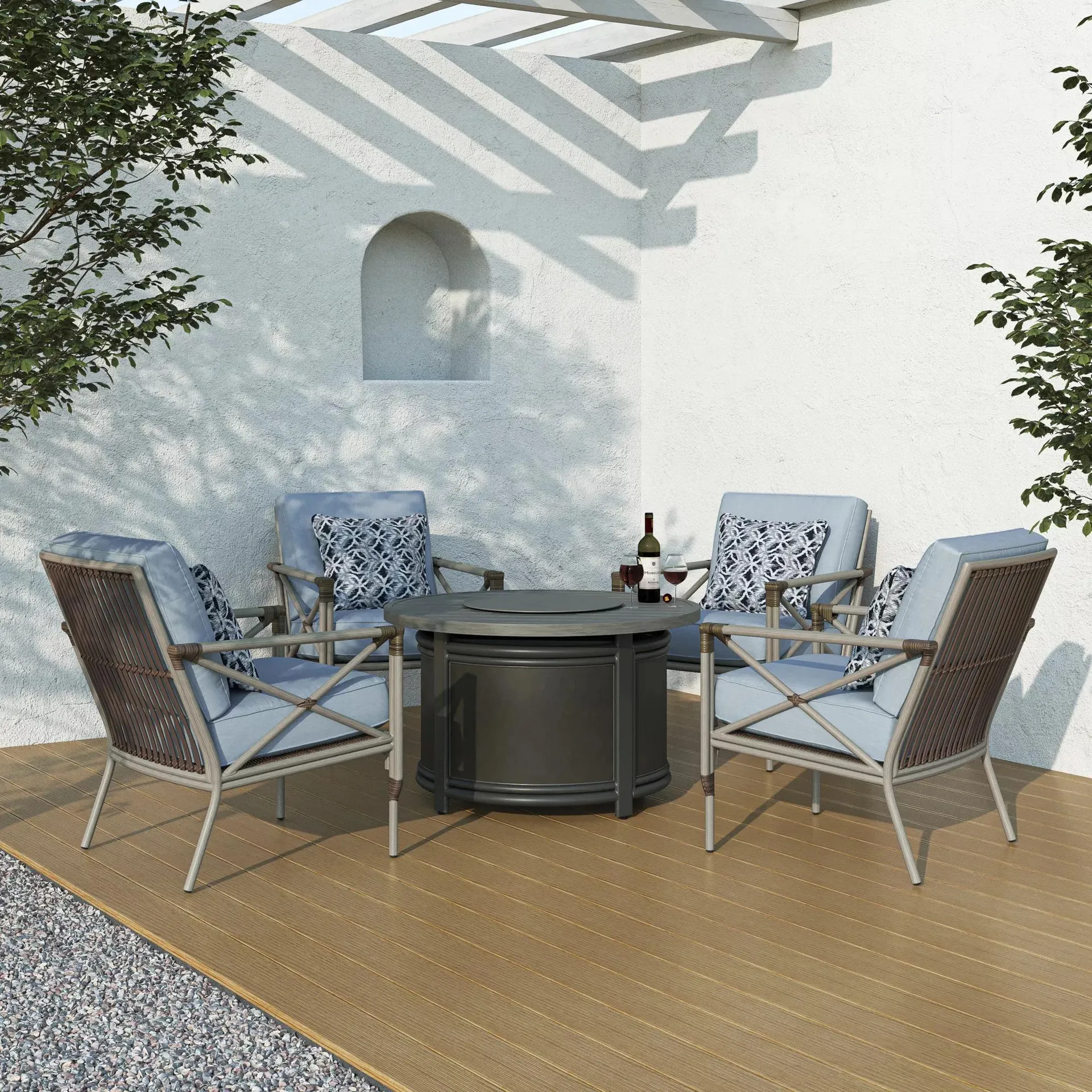 Berkley Jensen Outdoor Patio 5-Pc. Havana Fire Chat Set - Light Blue