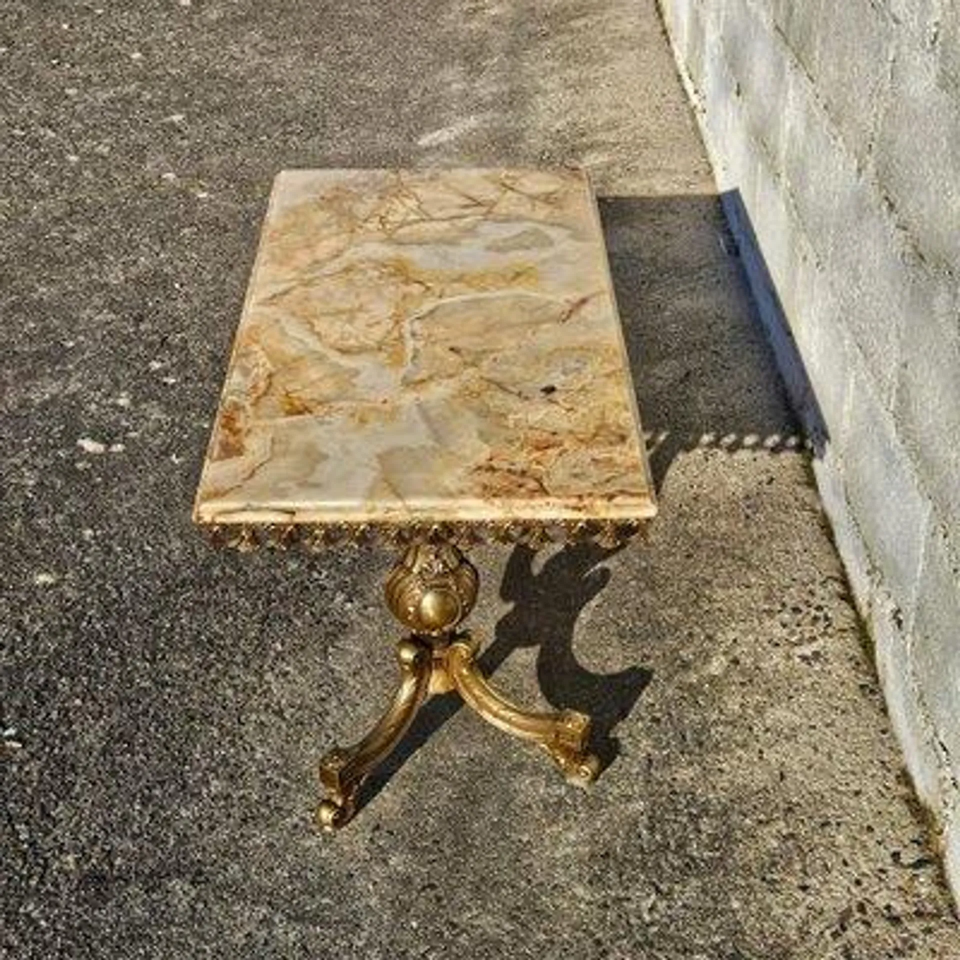 Vintage Rococo Onyx Marble and Brass Coffee Table, 1960s