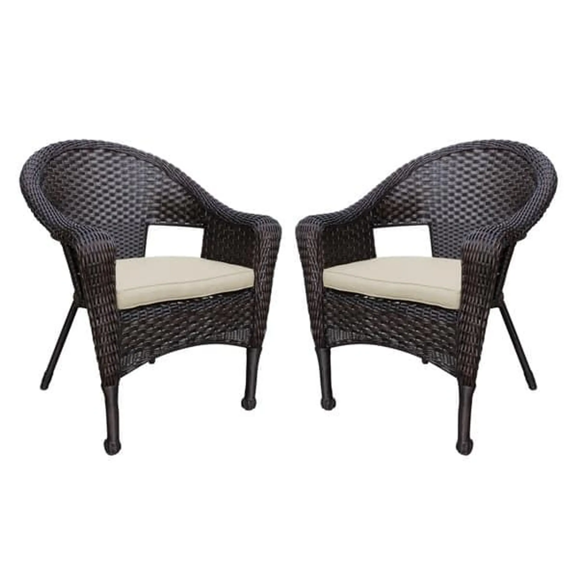 Set of 2 Resin Wicker Clark Single Chair with Tan Cushion